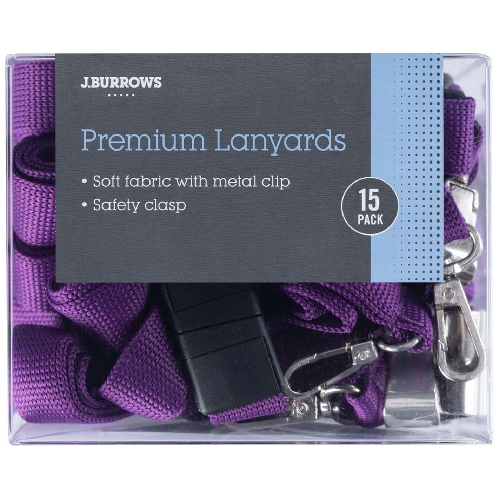 1 J.Burrows Premium Lanyard Tub Purple 15 Pack, 1 of 3