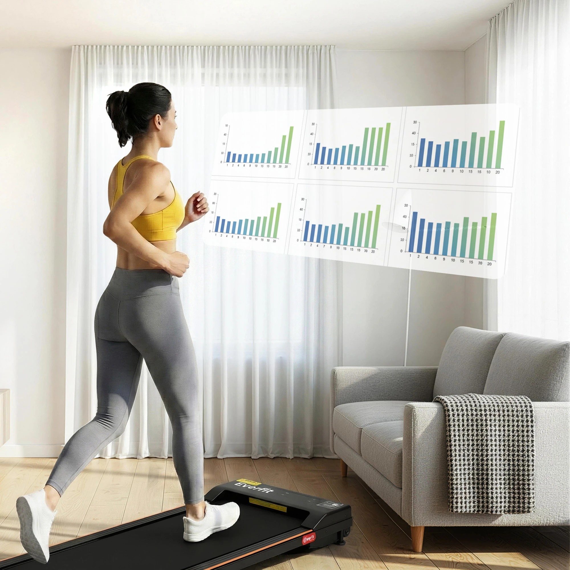 5 Everfit 3 in 1 Walking Pad Treadmill 12% Incline Under Desk Treadmills With 38cm Wide Belt, 5 of 9