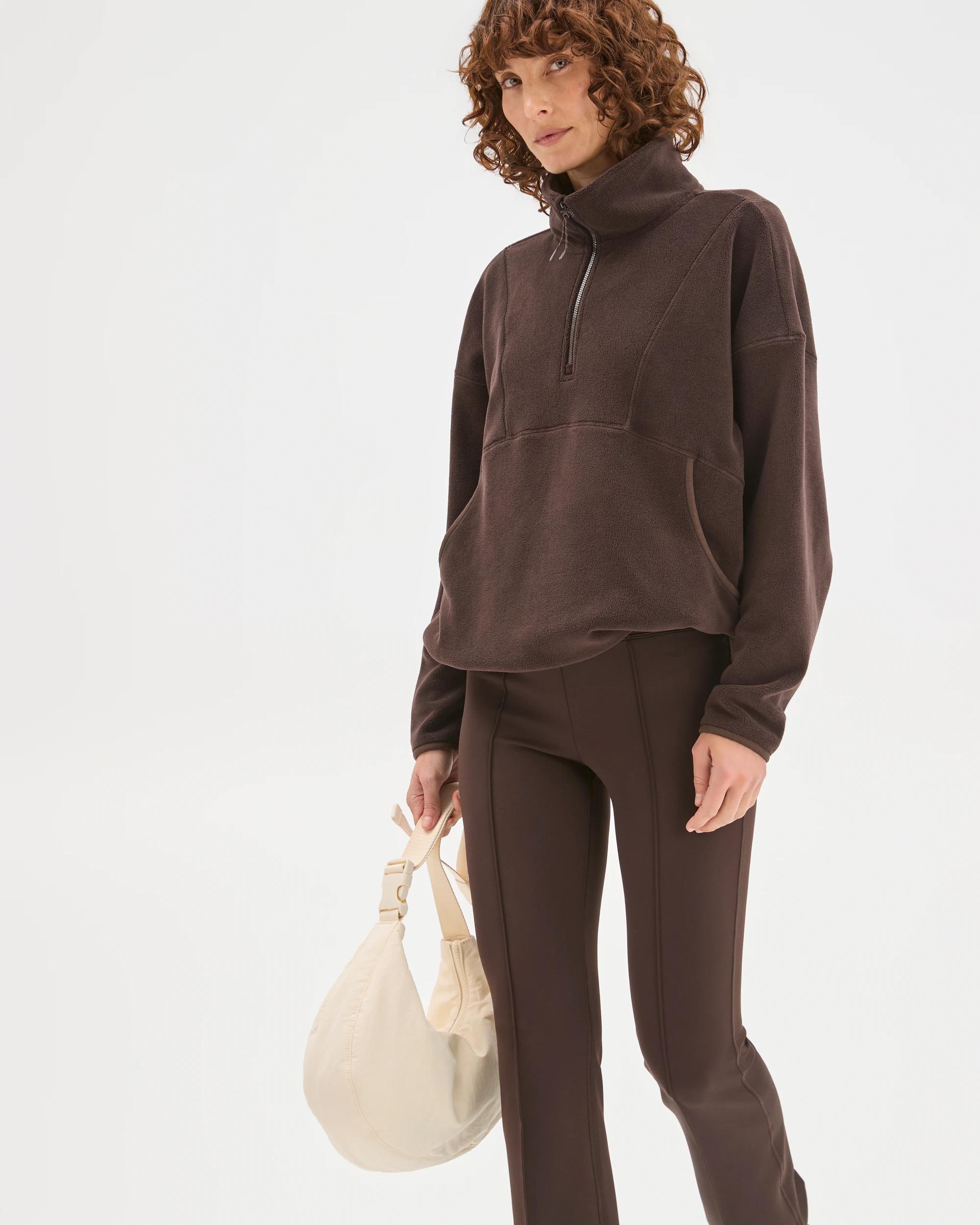 1 Target Woman Polar Fleece 1/4 Zip Jumper COCOA, 1 of 6