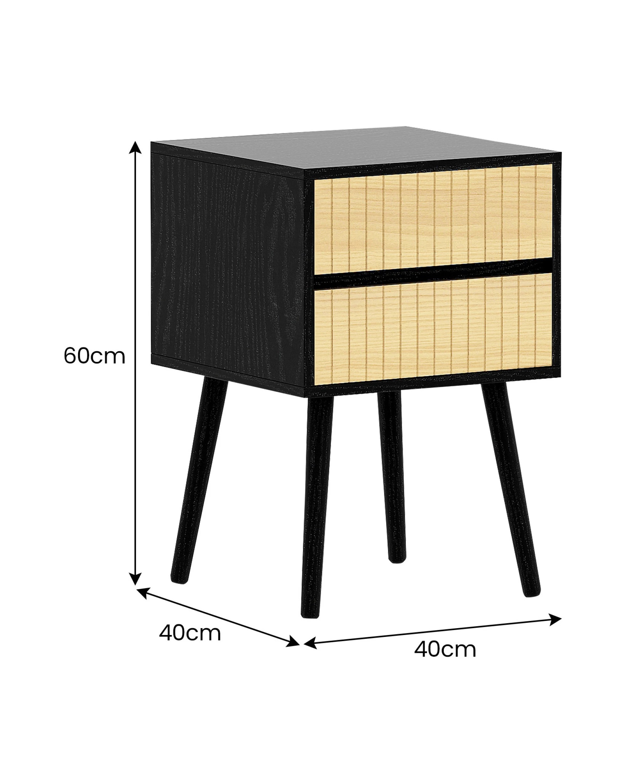 3 Sarantino Ivan Bedside Table Night Stand - Black Natural, 3 of 9