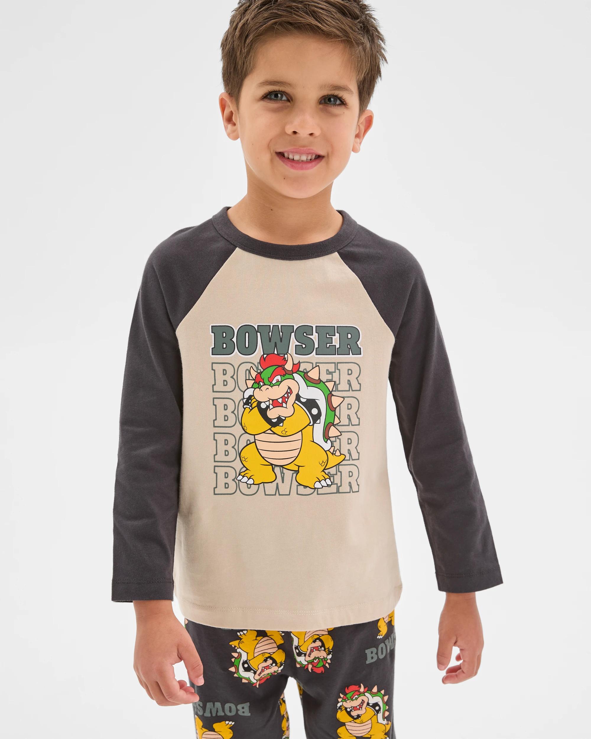 2 Super Mario Australian Cotton Younger Boys Knit Pyjama Set BOWSER, 2 of 6