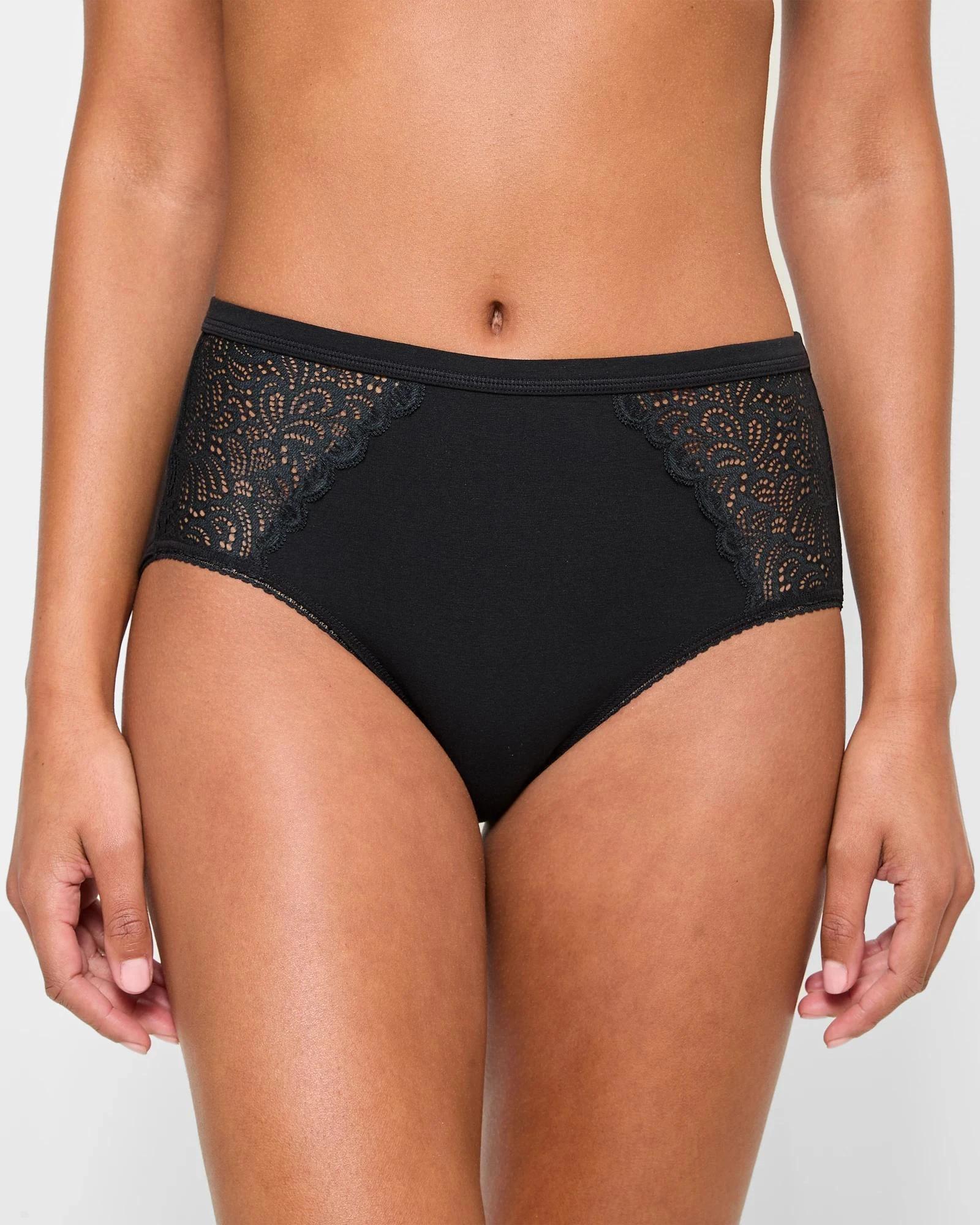 2 Target Woman Australian Cotton and Lace Midi Briefs BLACK, 2 of 4