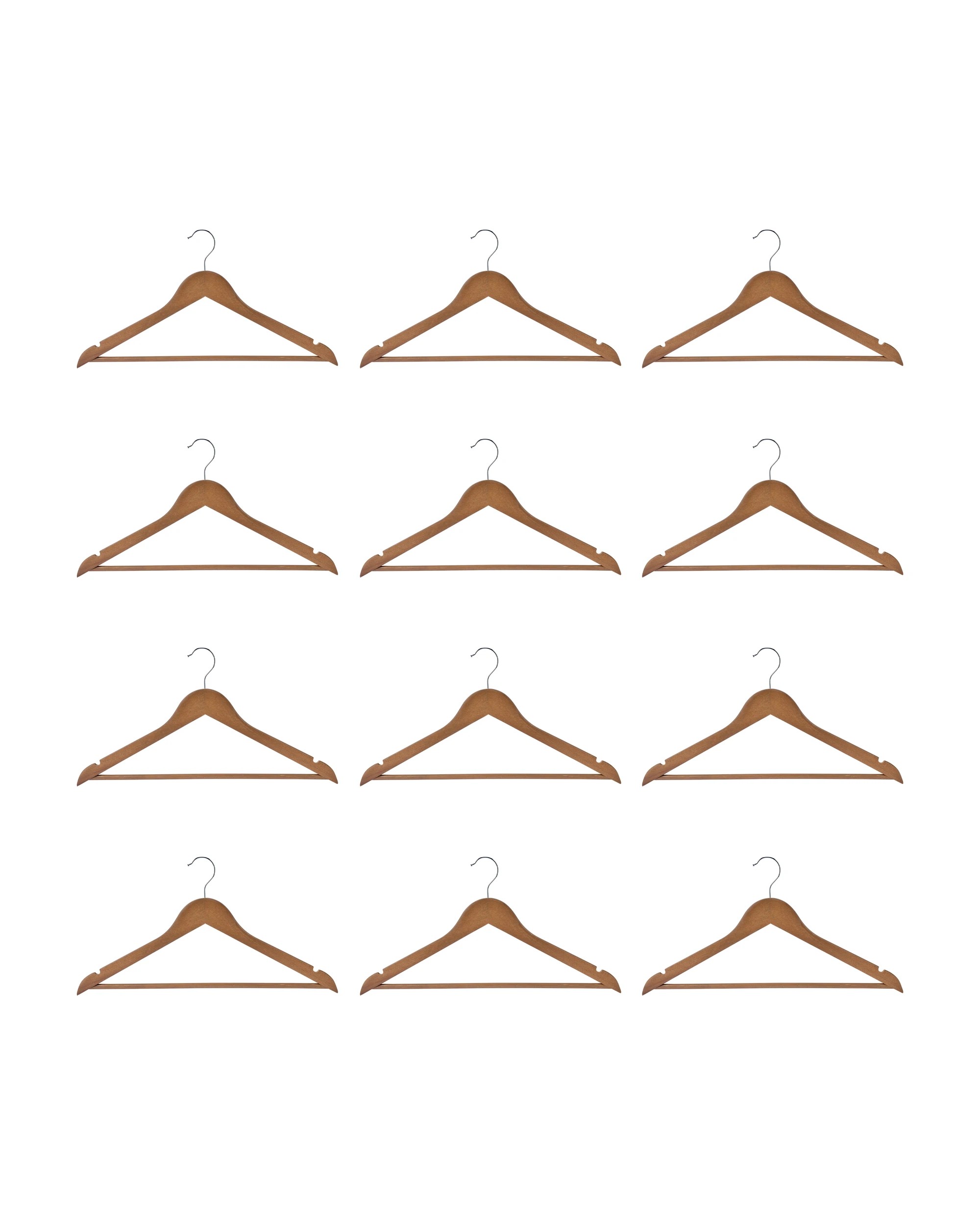 2 12 Pack Wooden Hangers - Walnut Look, 2 of 6