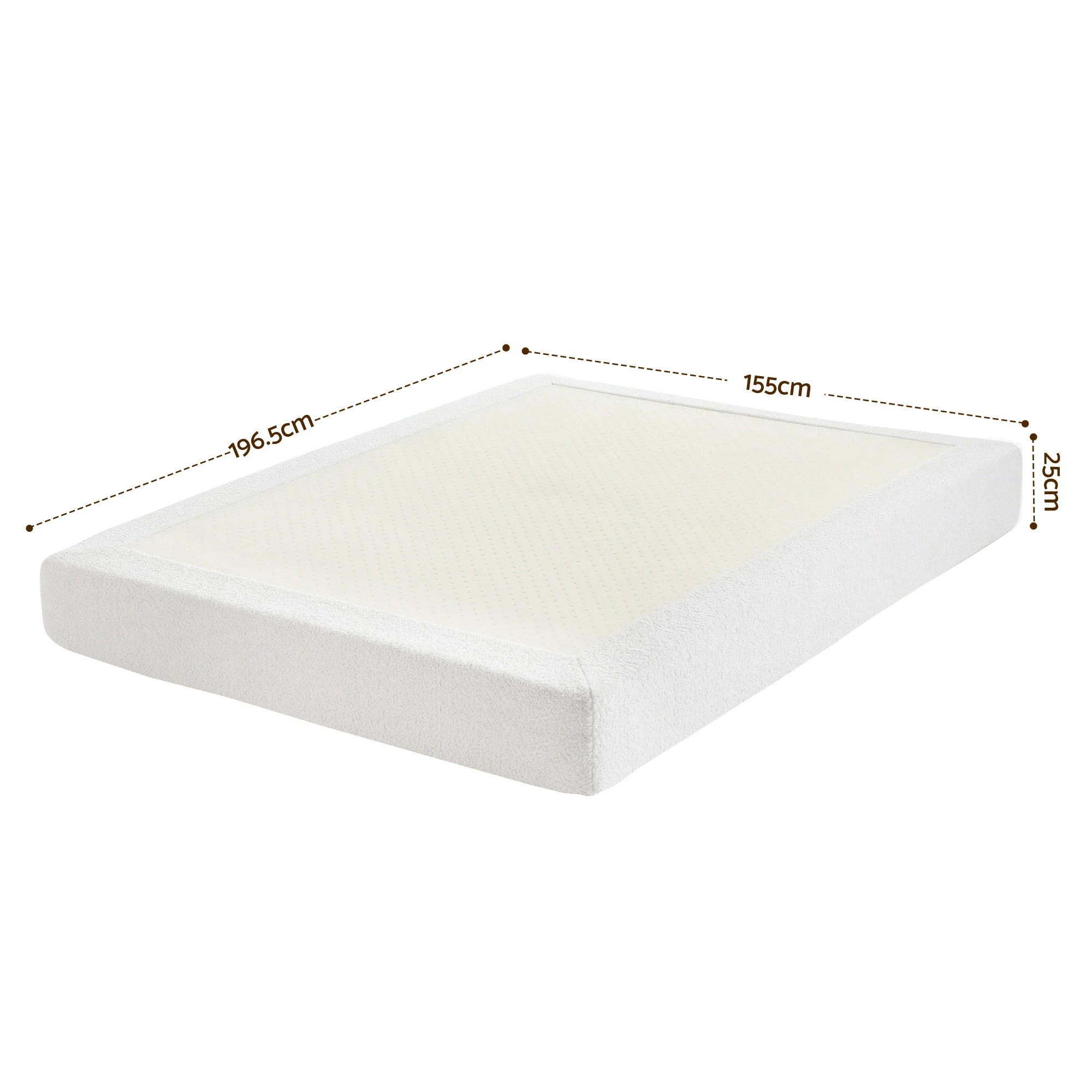 2 Artiss Compression Bed Frame Double Size No Assembly Vacuum High Density Sponge Boucle Cream - White, 2 of 7