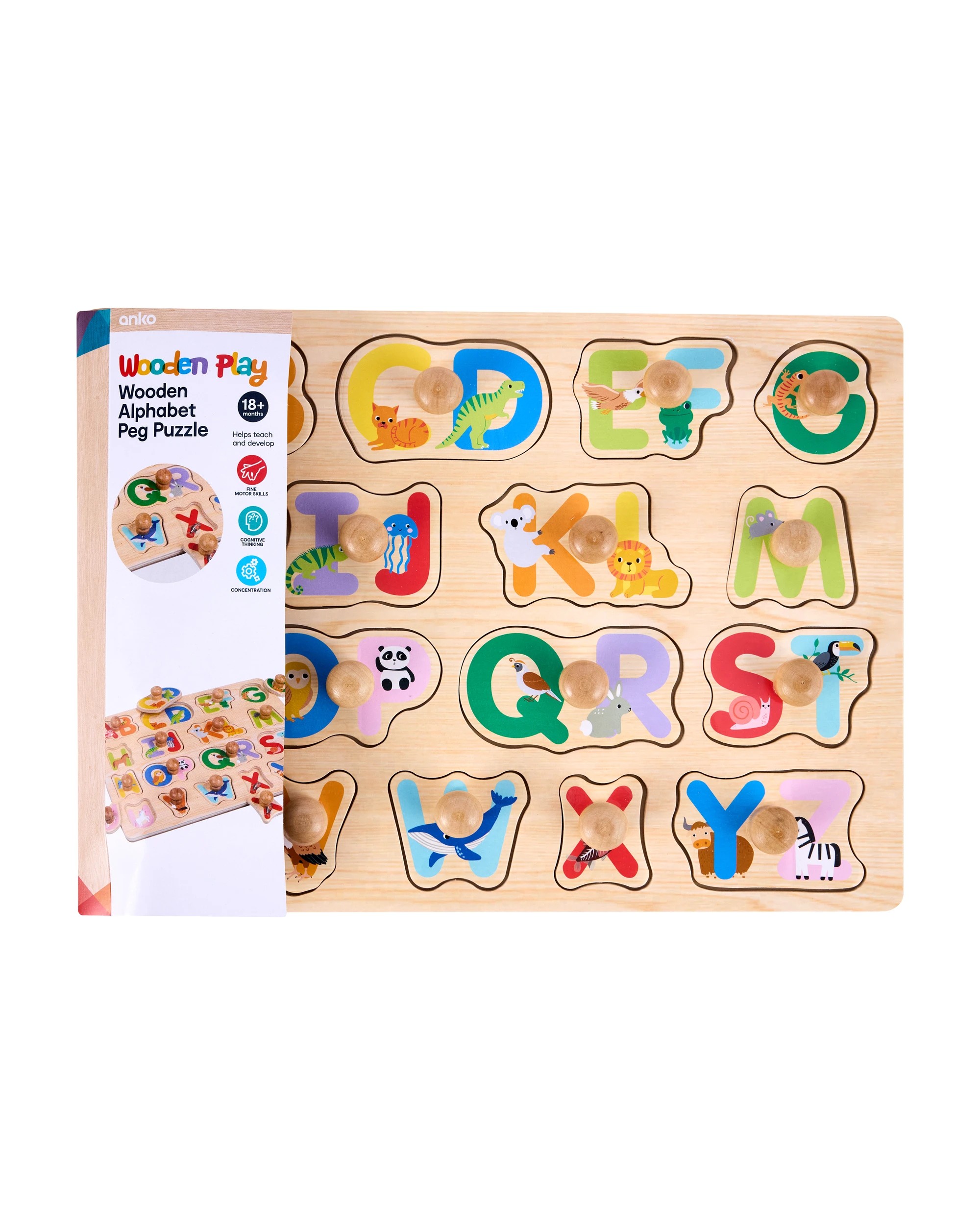 1 Wooden Alphabet Peg Puzzle, 1 of 6