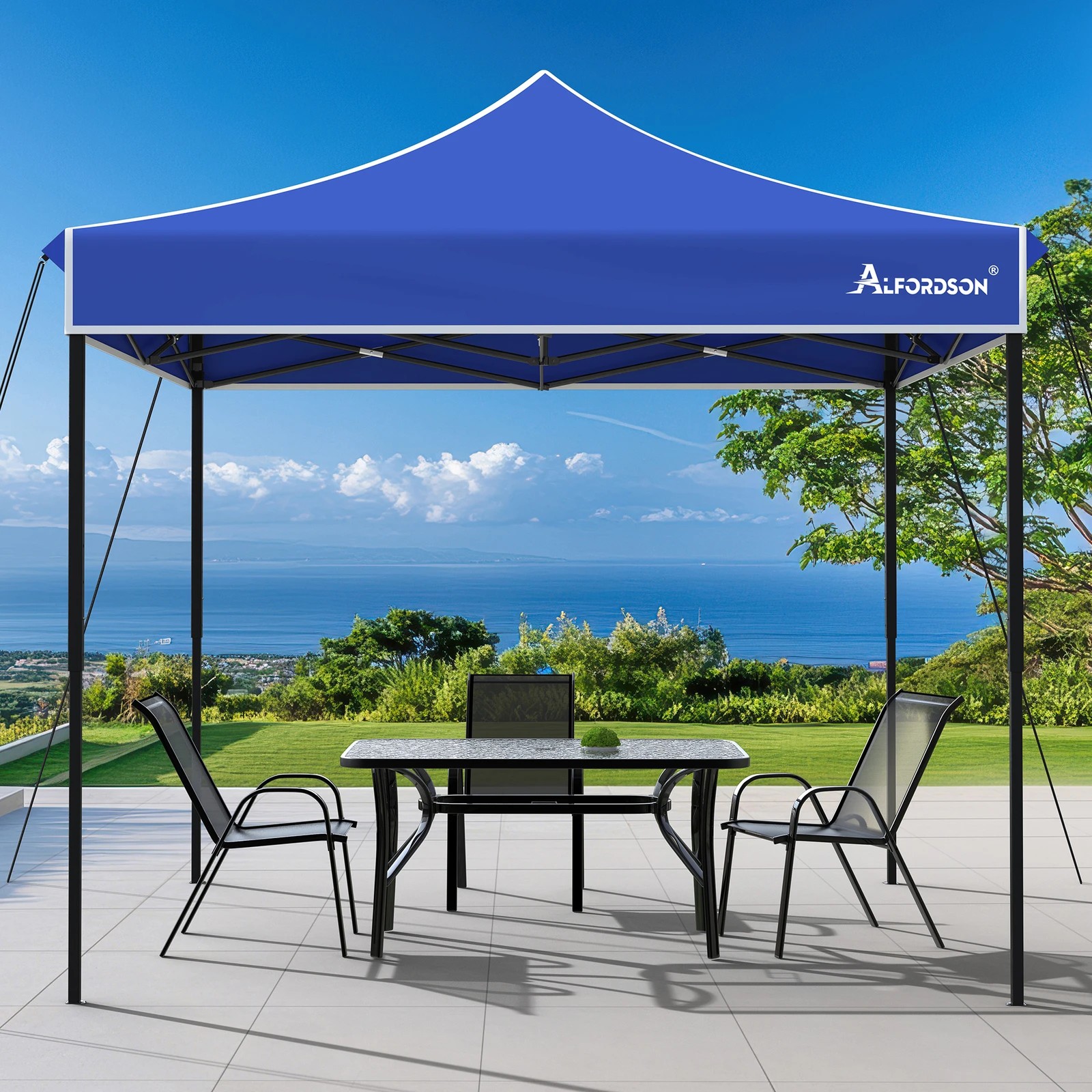 3 Alfordson Gazebo 3x3m Pop Up Marquee 600D Oxford Folding Camping Tent - Blue, 3 of 10