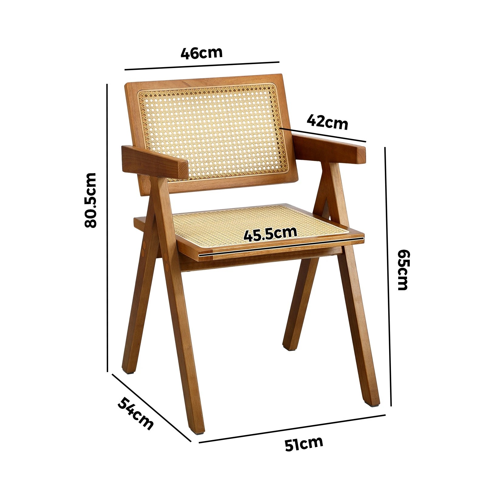 9 Oikiture 4x Dining Chairs Rattan Chair Wooden Accent Chair - Natural, 9 of 9