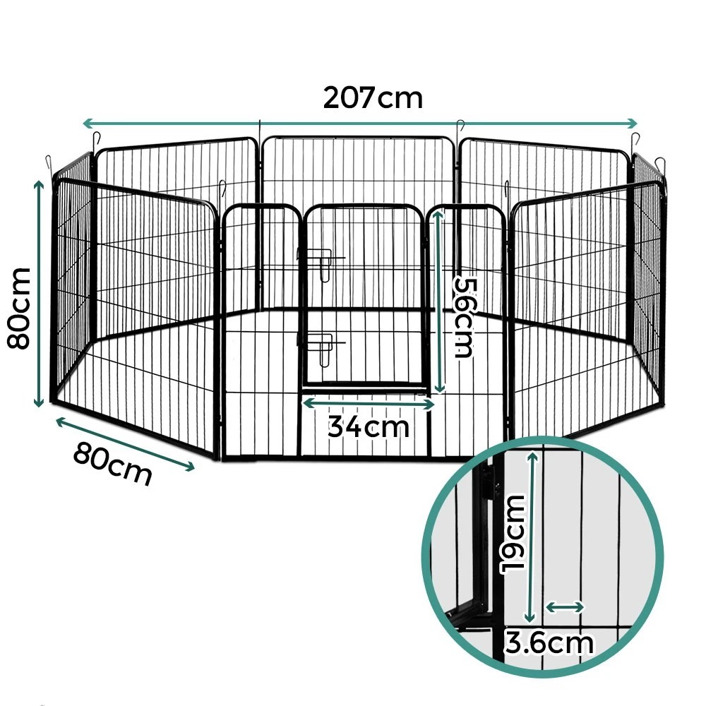 2 i.Pet 32" 8 Panel Dog Playpen Pet Exercise Cage Enclosure Fence Play Pen - Black, 2 of 7