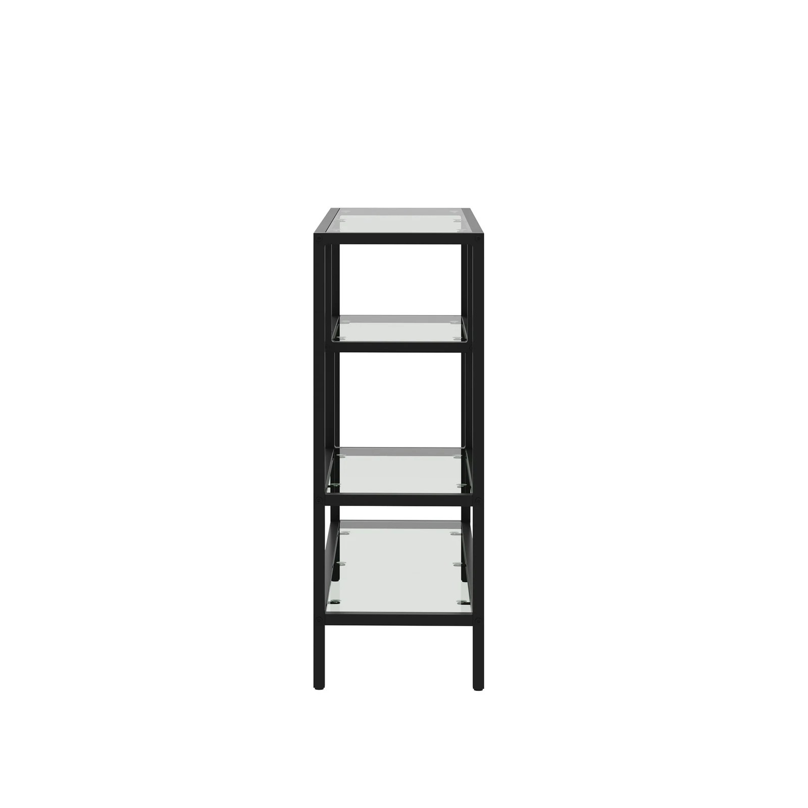 8 Oikiture Console Table Tempered Glass Sofa Table Hall Side Entry 4 Shelves
 - Black, 8 of 10