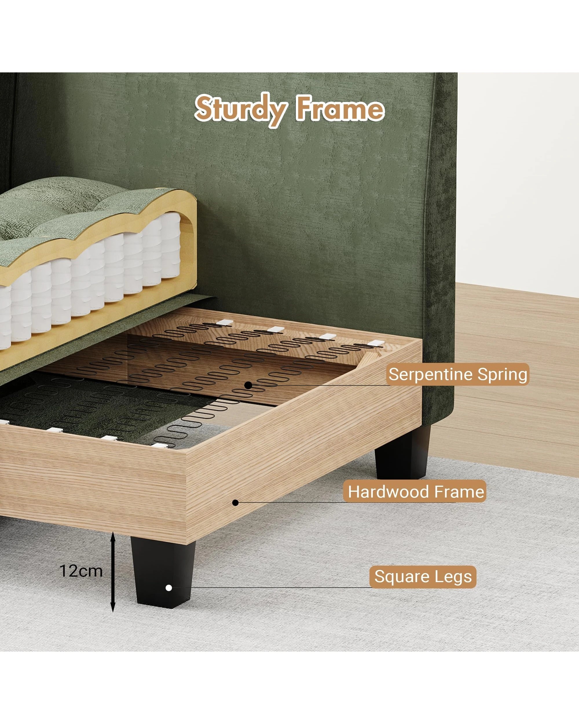 2 Advwin Armless Sofa Chair Chenille Fabric Modular Modern Lounge Chair Couch Green, 2 of 4