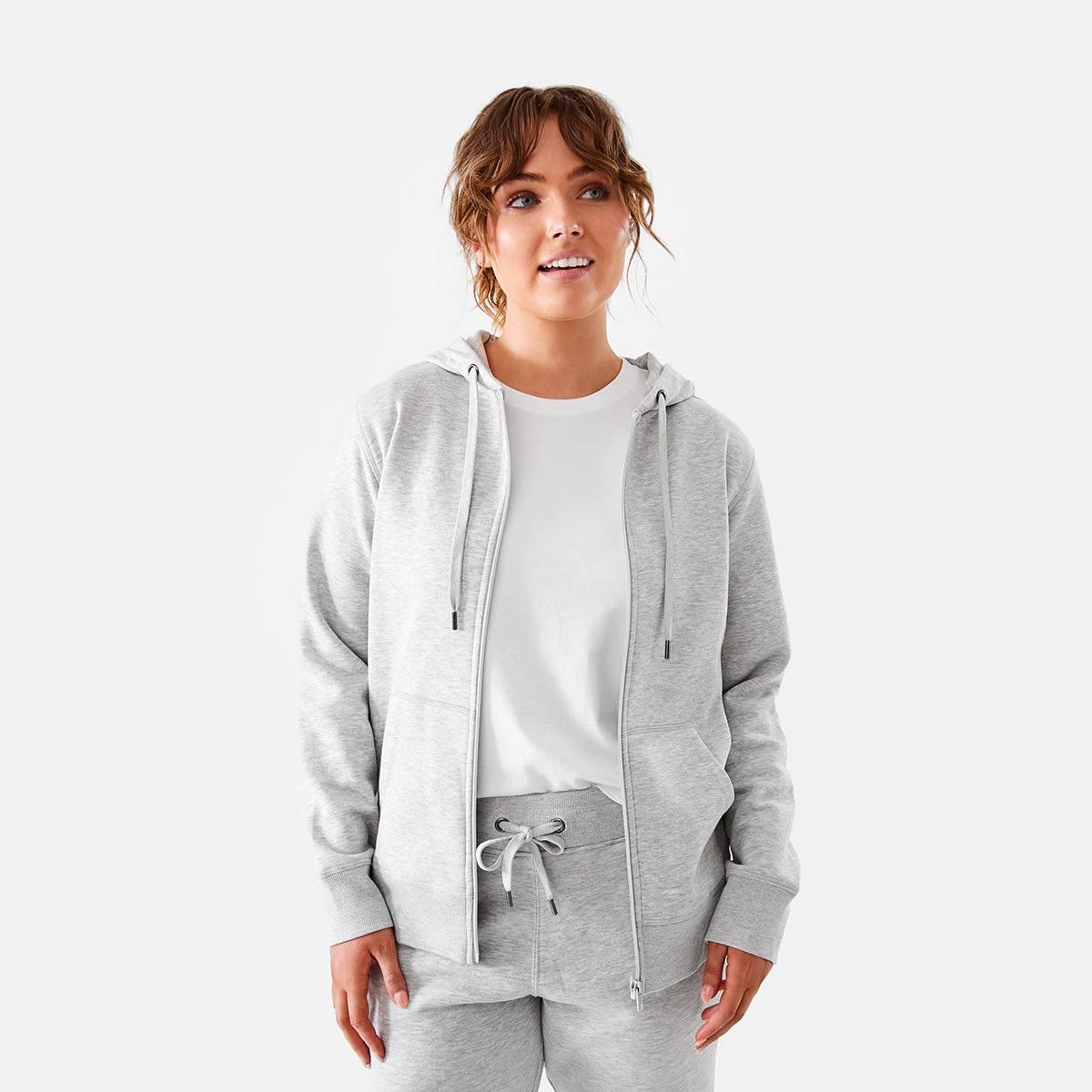 1 Active Womens Core Zip Through Hoodie Grey Marle, 1 of 9