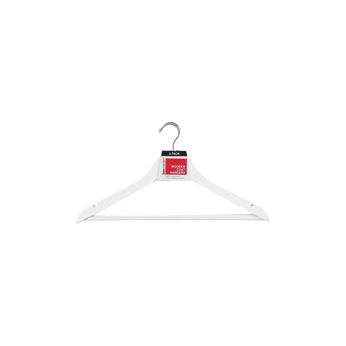 1 3pc Boxsweden 44.5cm Wooden Hanger/wardrobe Organiser For Clothes/shirt White
 - White, 1 of 1