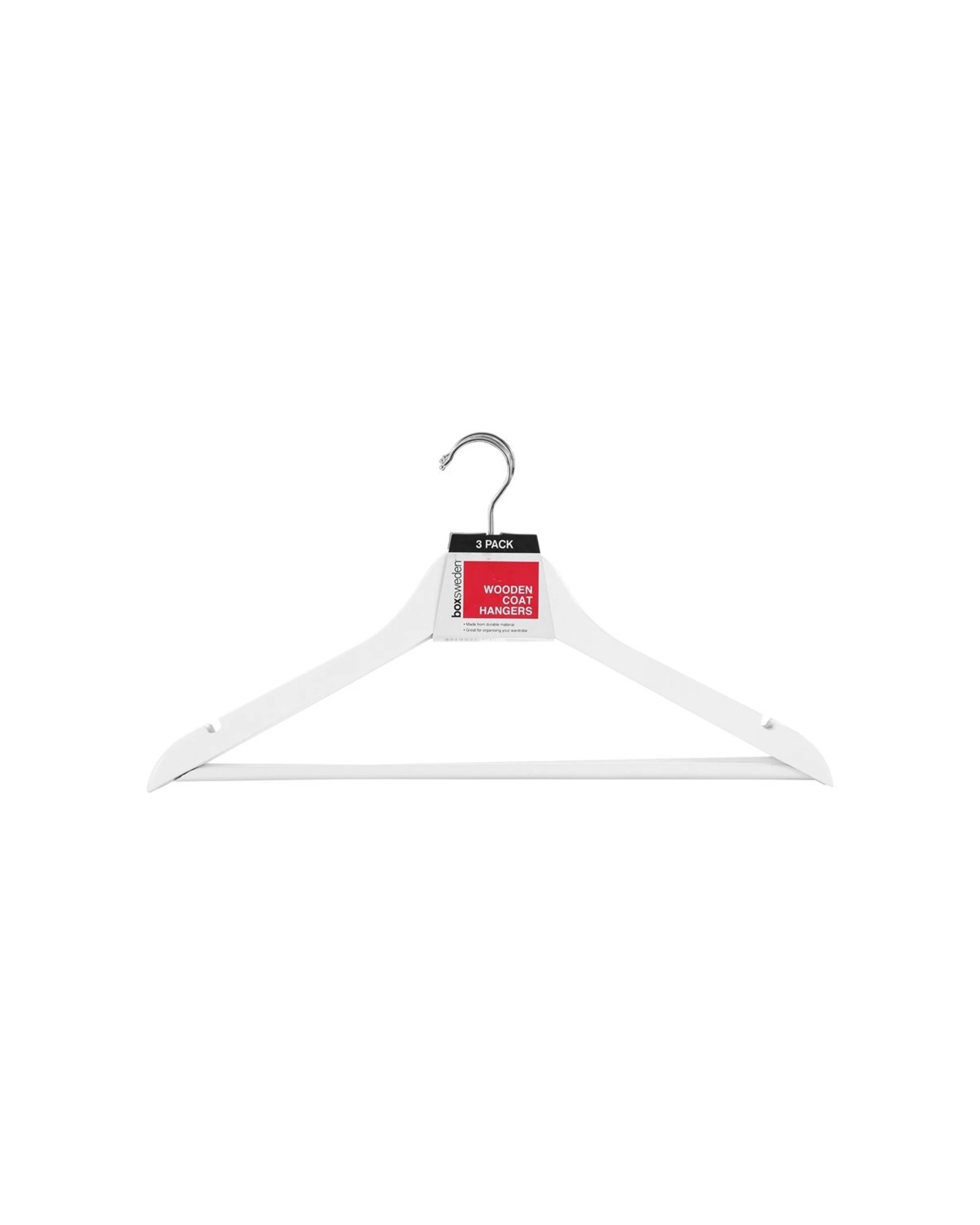1 3pc Boxsweden 44.5cm Wooden Hanger/wardrobe Organiser For Clothes/shirt White
 - White, 1 of 1
