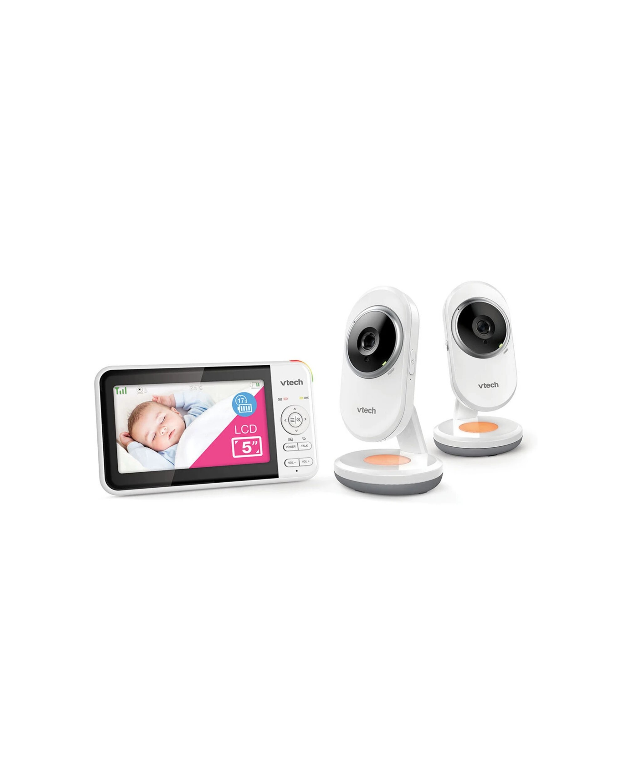 1 Vtech Bm5250n 2 Camera 13cm Full Colour Video & Audio Baby Monitor - White, 1 of 3