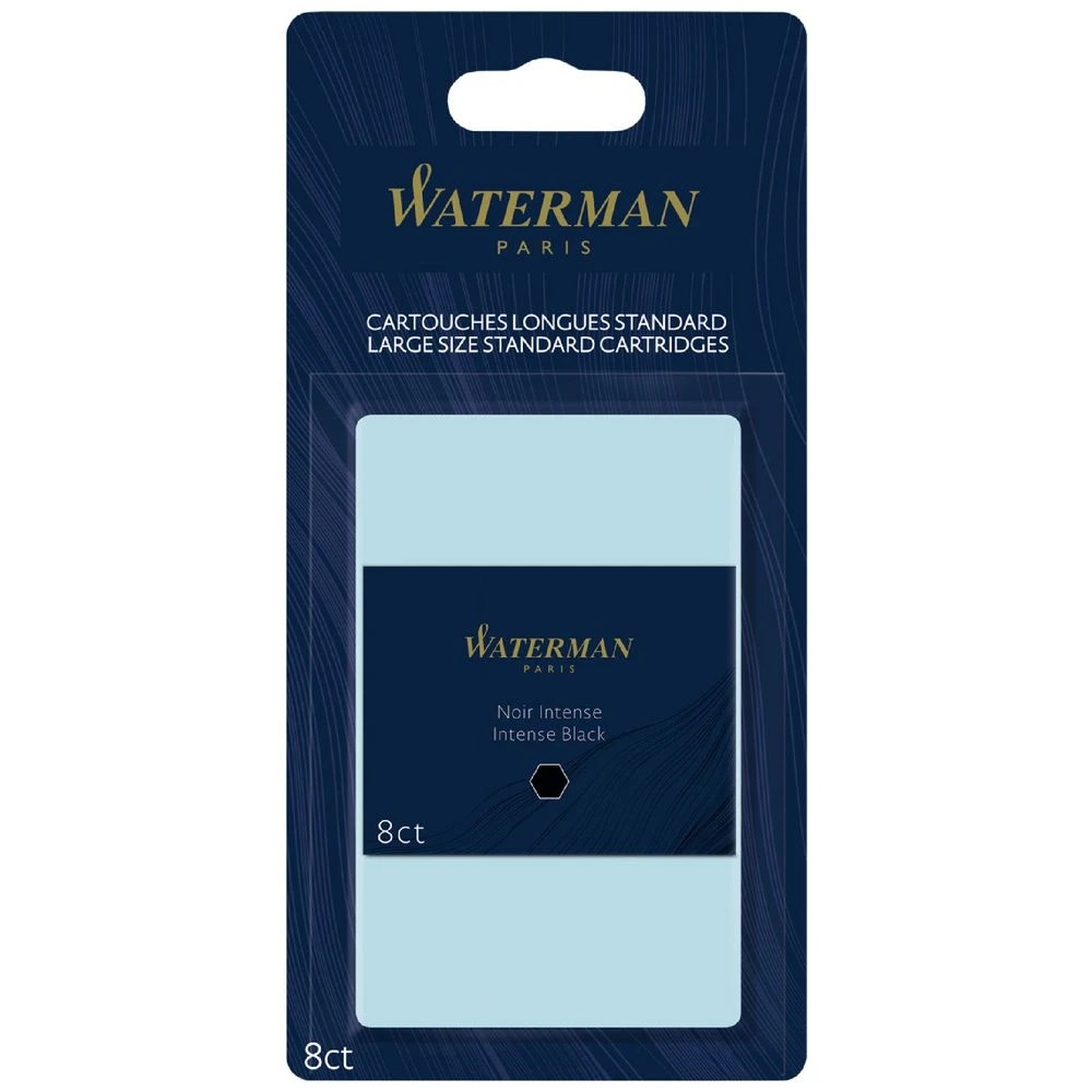 1 Waterman Fountain Pen Ink Cartridges Black 8 Pack, 1 of 3