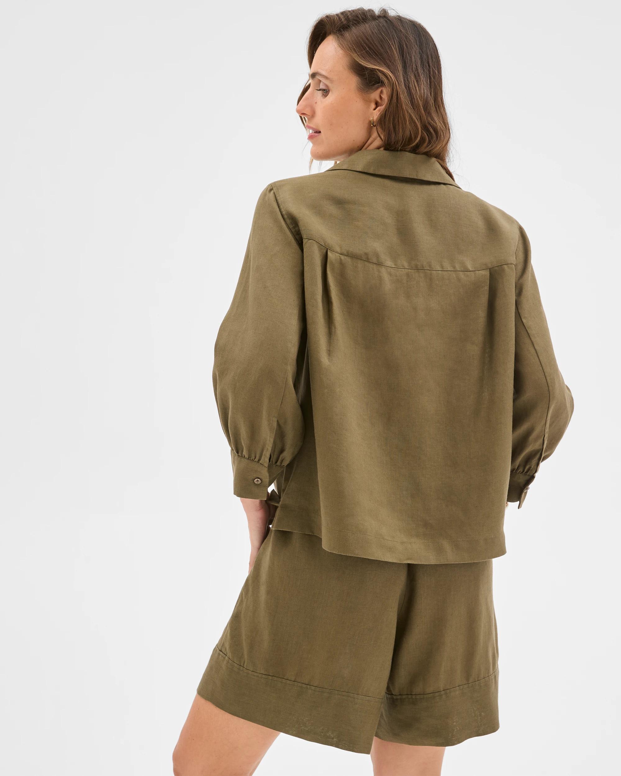 5 Target Woman European Linen Long Sleeve Popover Top DUSTY MOSS, 5 of 5