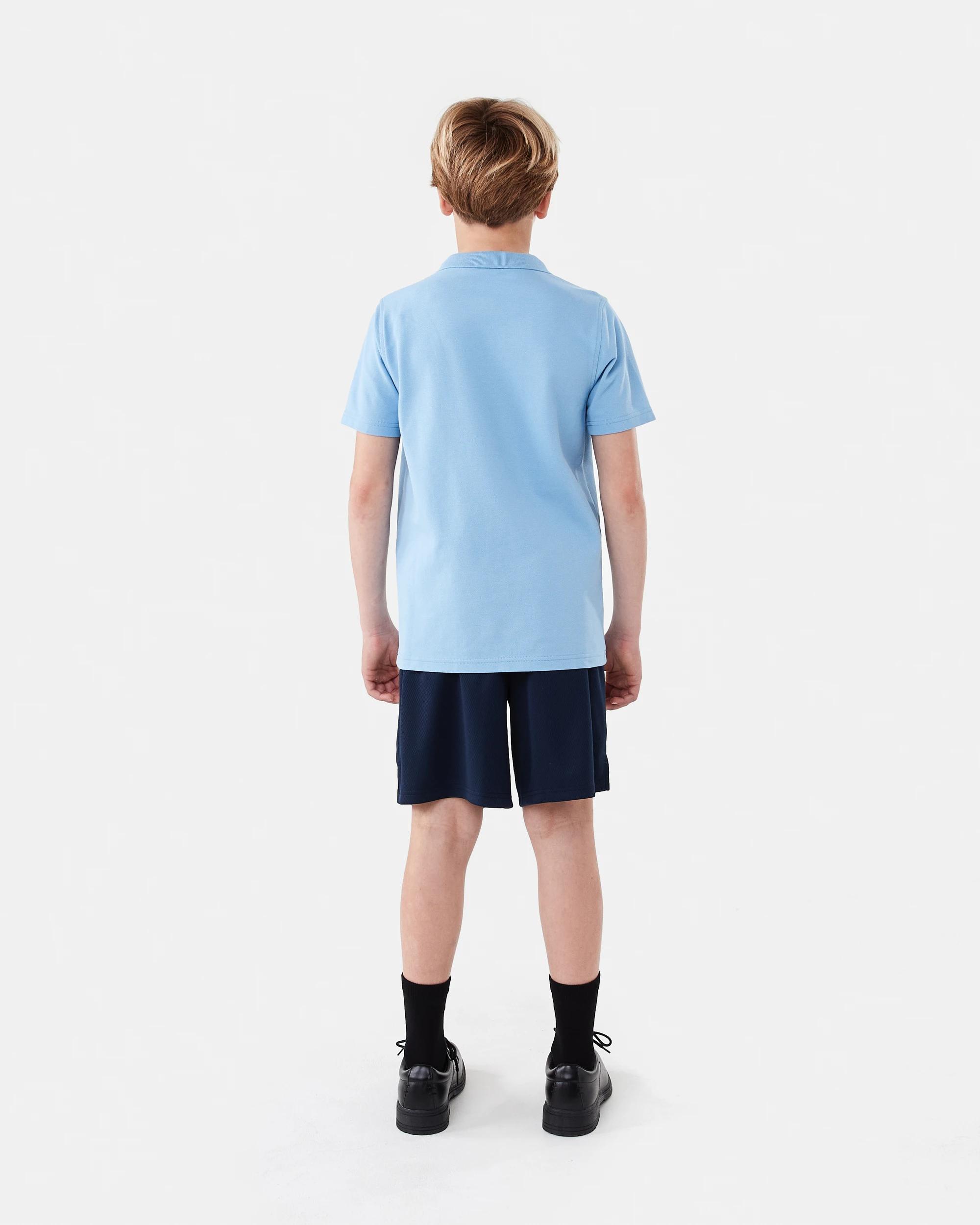 6 School Teflon Cotton Polo T-shirt Mid Blue, 6 of 6