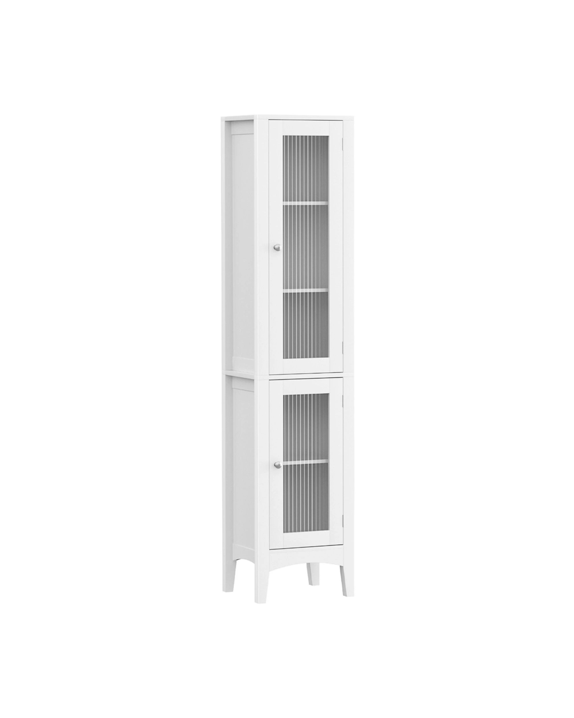 1 Artiss Bathroom Storage Cabinet 160cm Tall Slim Floor Cupboard Toilet Glass Door - White, 1 of 8