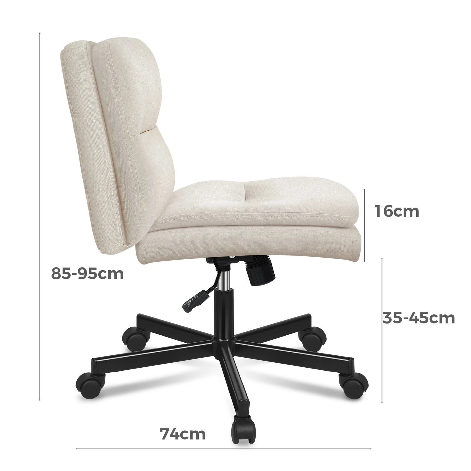 7 Alfordson Desk Chair Office Computer Armless Wide Seat Mid Back Fabric - Beige, 7 of 7