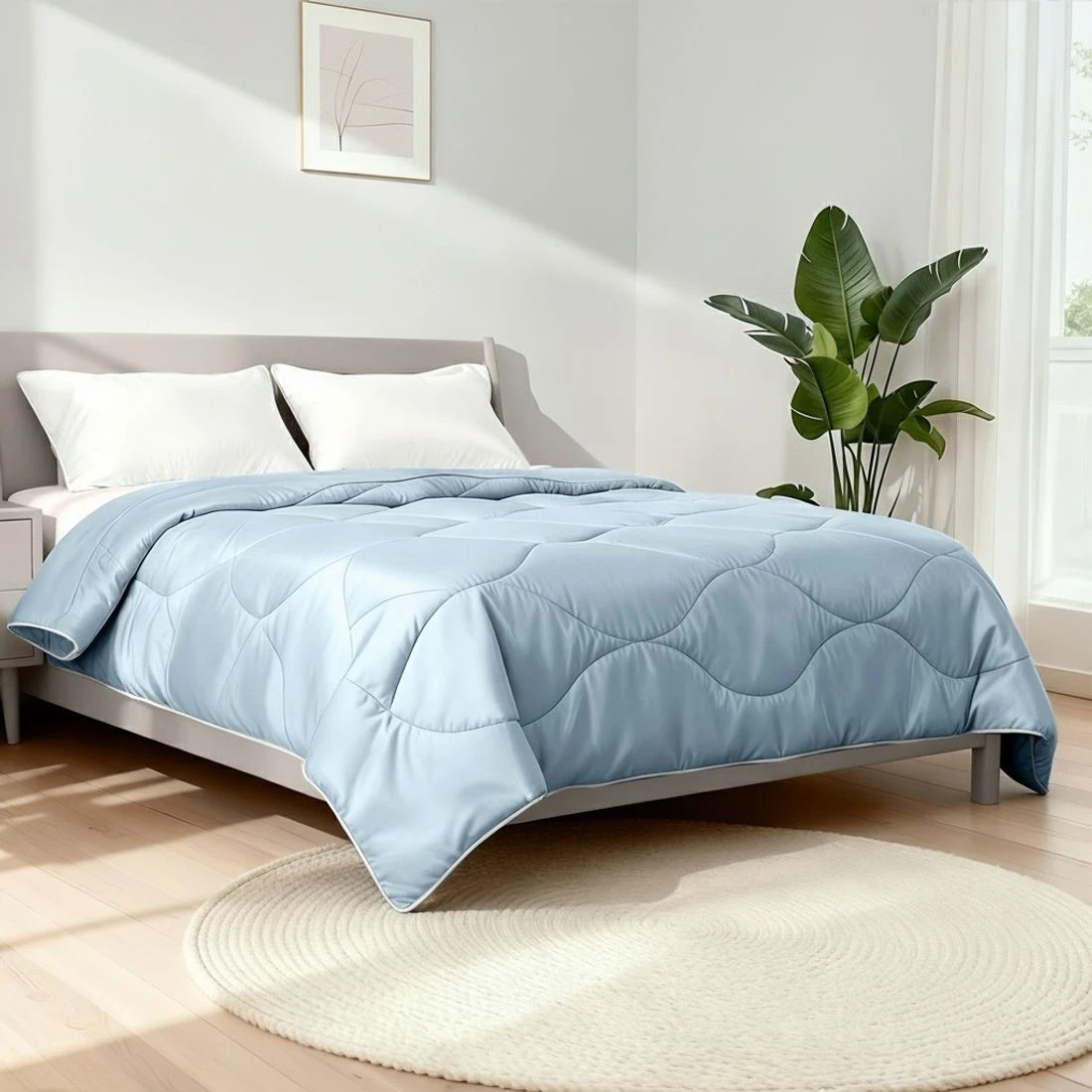 5 Giselle Tencel Quilt 200GSM Summer Quilts Comforter Doona Light Weight Soft Throw Blanket Queen - Queen Bed - Blue, 5 of 9