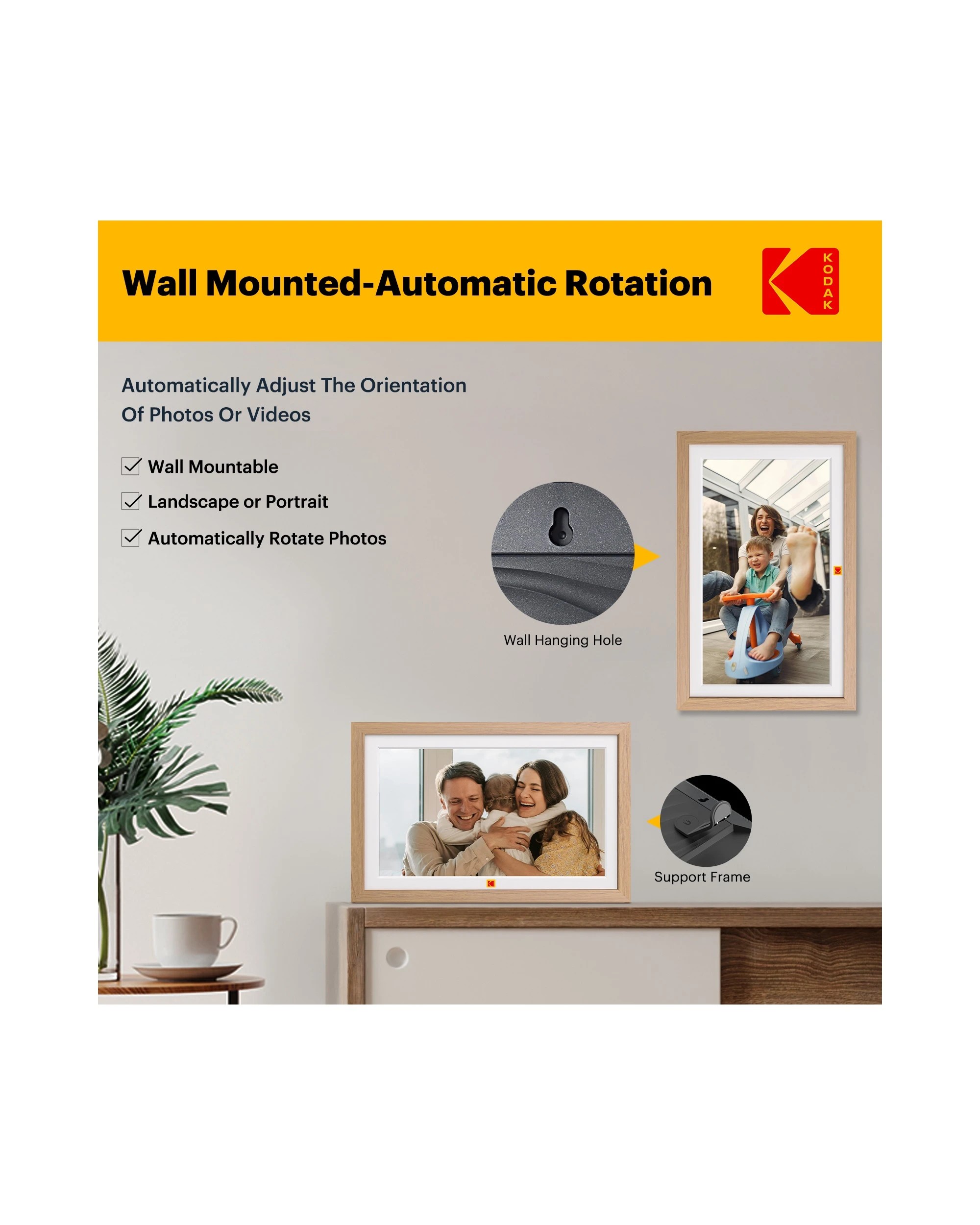 1 Kodak RCF-1561W 15.6 Inch Wi-Fi Photo Frame 32GB Wooden, 1 of 5