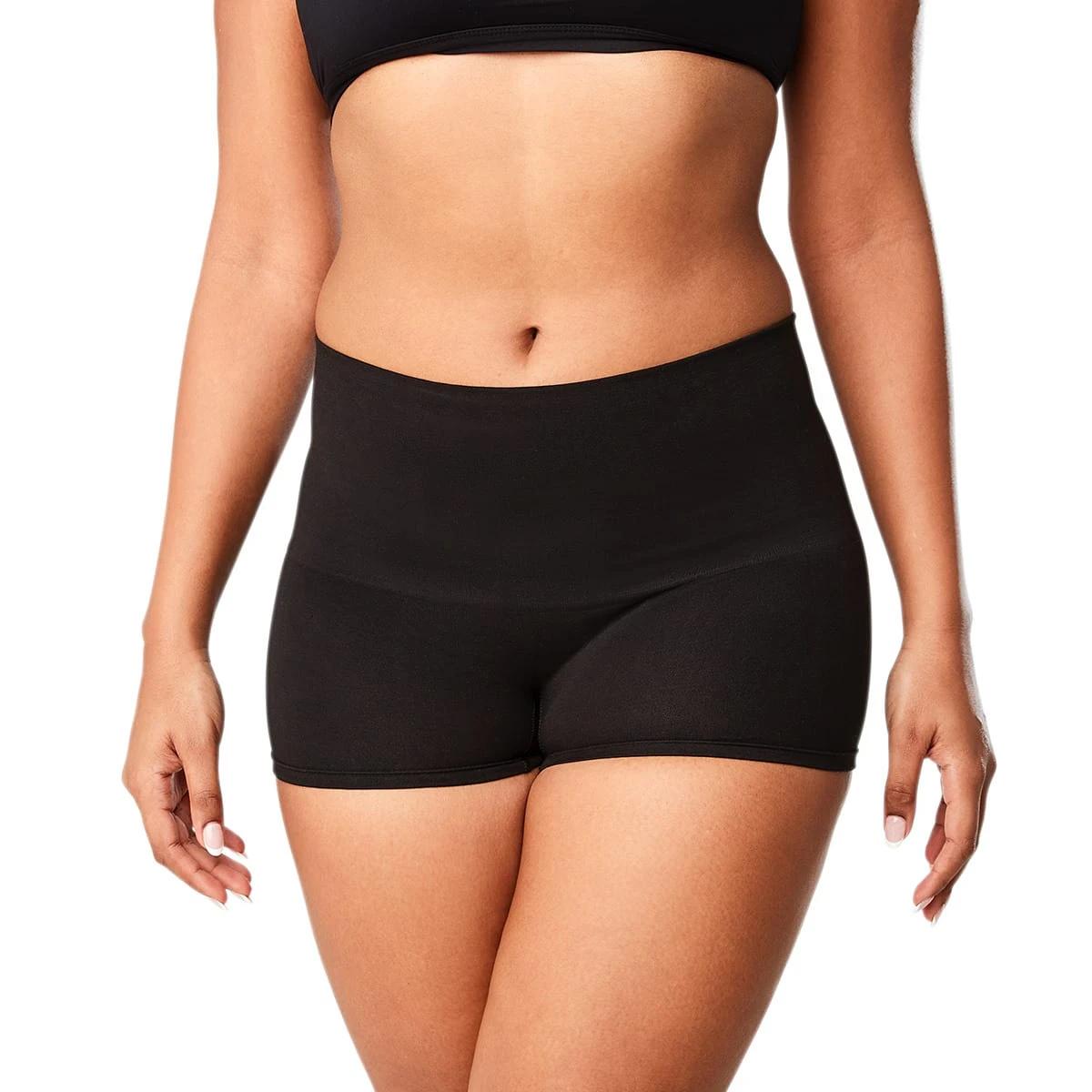 3 2 Pack Cotton Blend Seamfree Shaping Short BLACK, BEIGE, 3 of 7