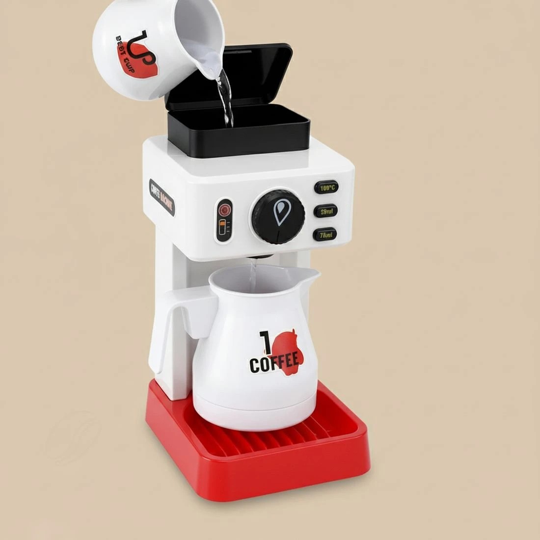 5 Keezi Kids Pretend Role Play Toy Coffee Shop with Coffee Maker Machine Play Money Food Tea Party Set - Multi, 5 of 6