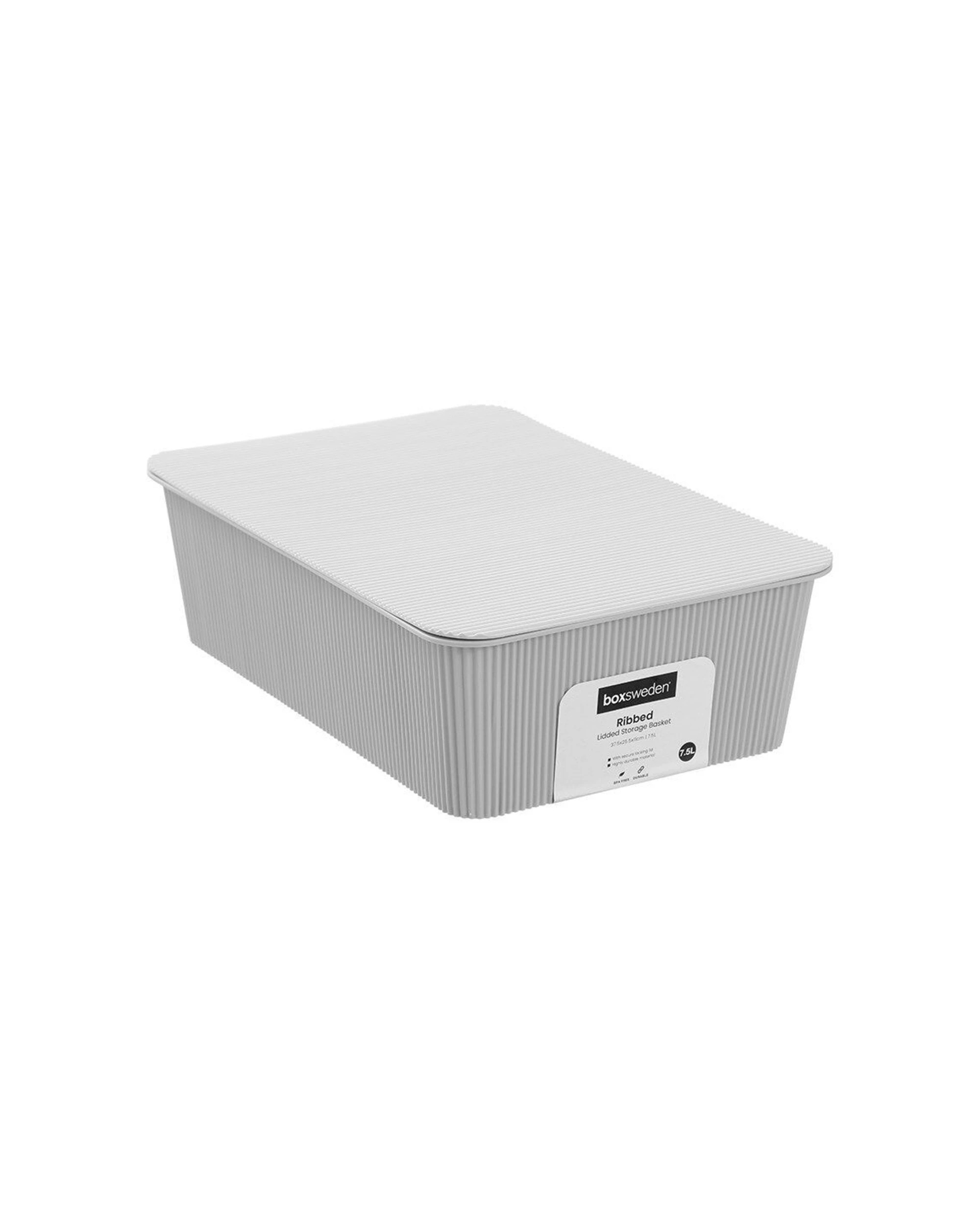 1 Boxsweden Discrete Durable Storage Basket Ribbed With Lid 7.5L - Multi, 1 of 7