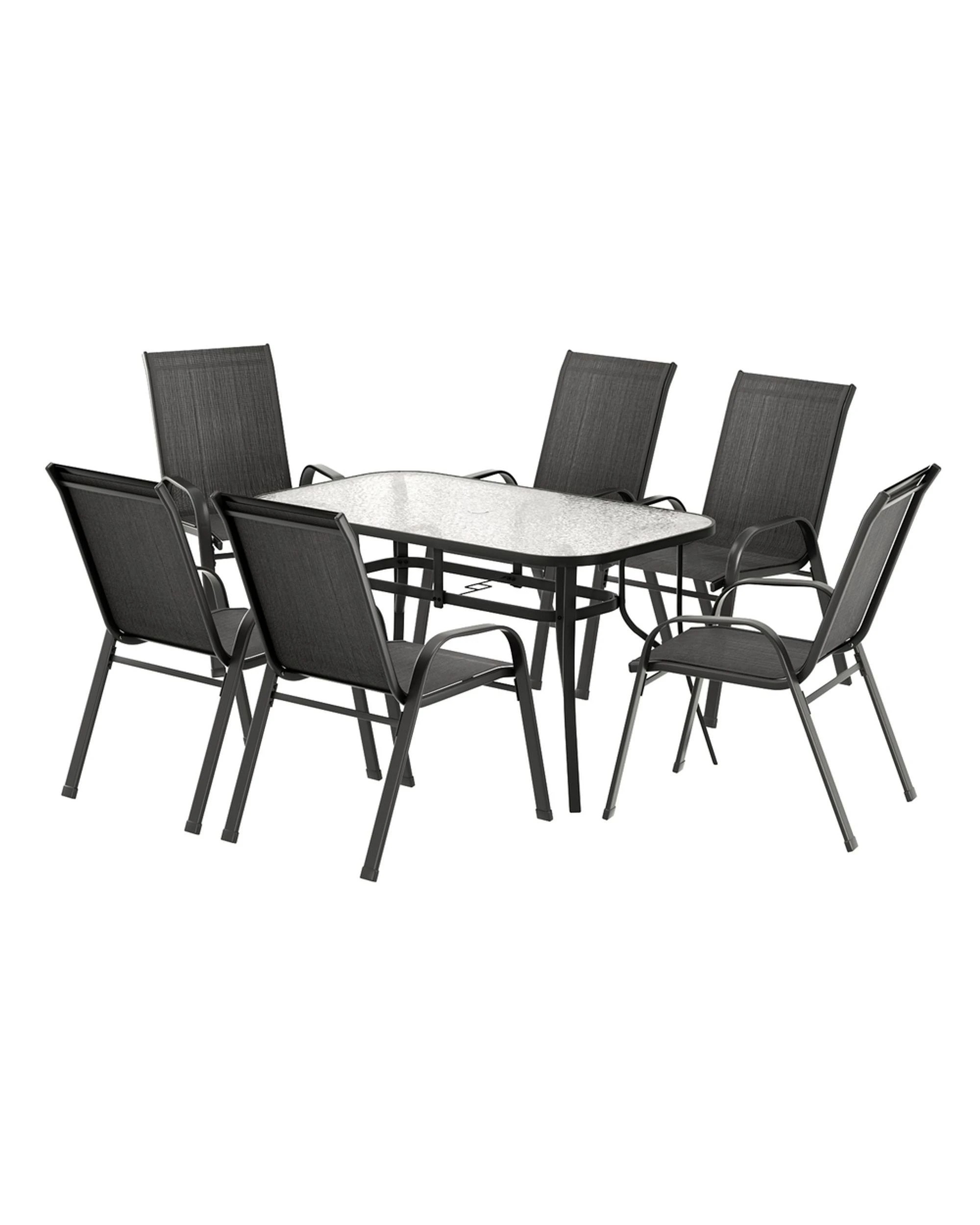 1 Gardeon 7pc Outdoor Dining Set Table And Chairs
 - Black, 1 of 3