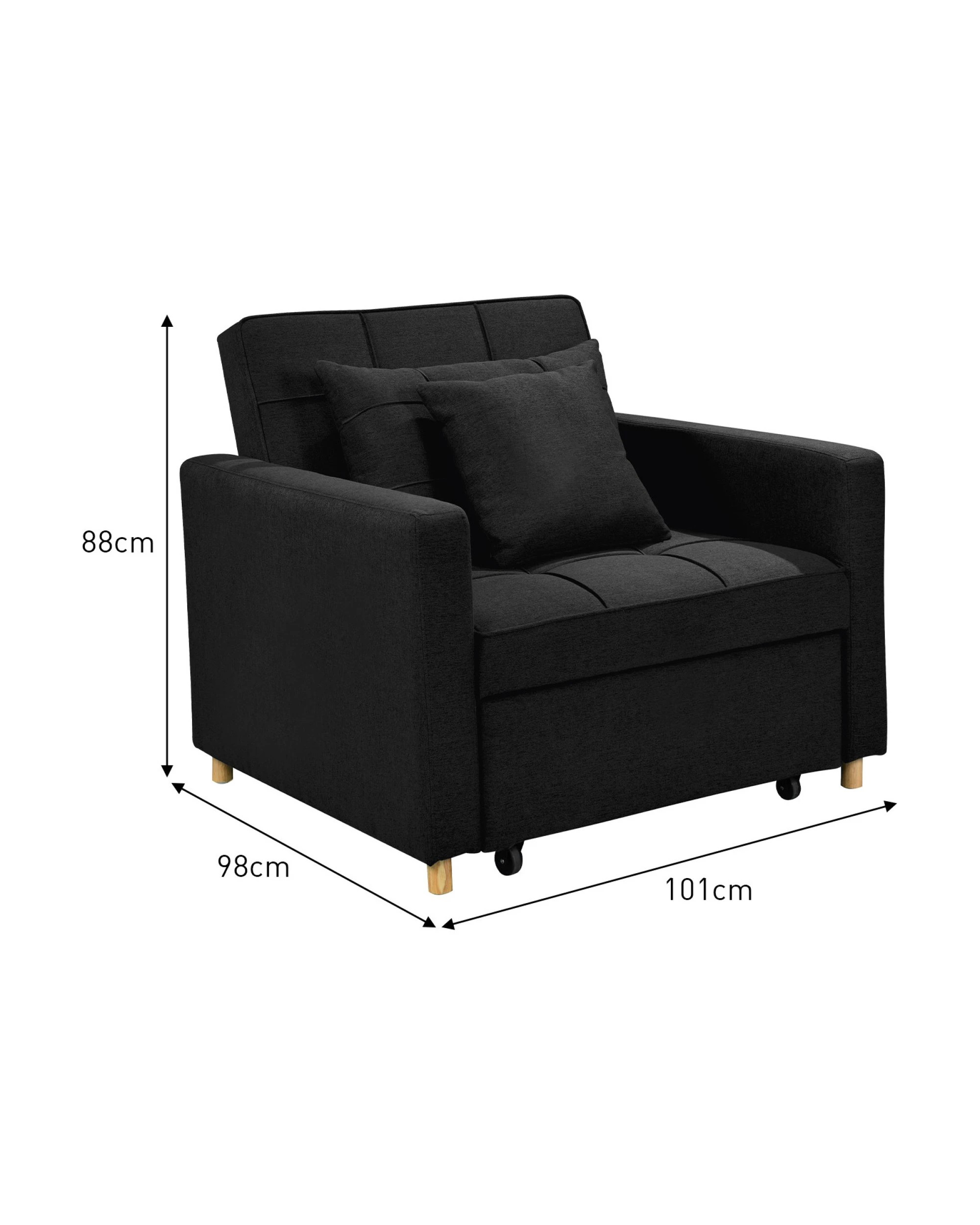 4 Suri 3-in-1 Convertible Lounge Chair Bed By Sarantino - Black, 4 of 10