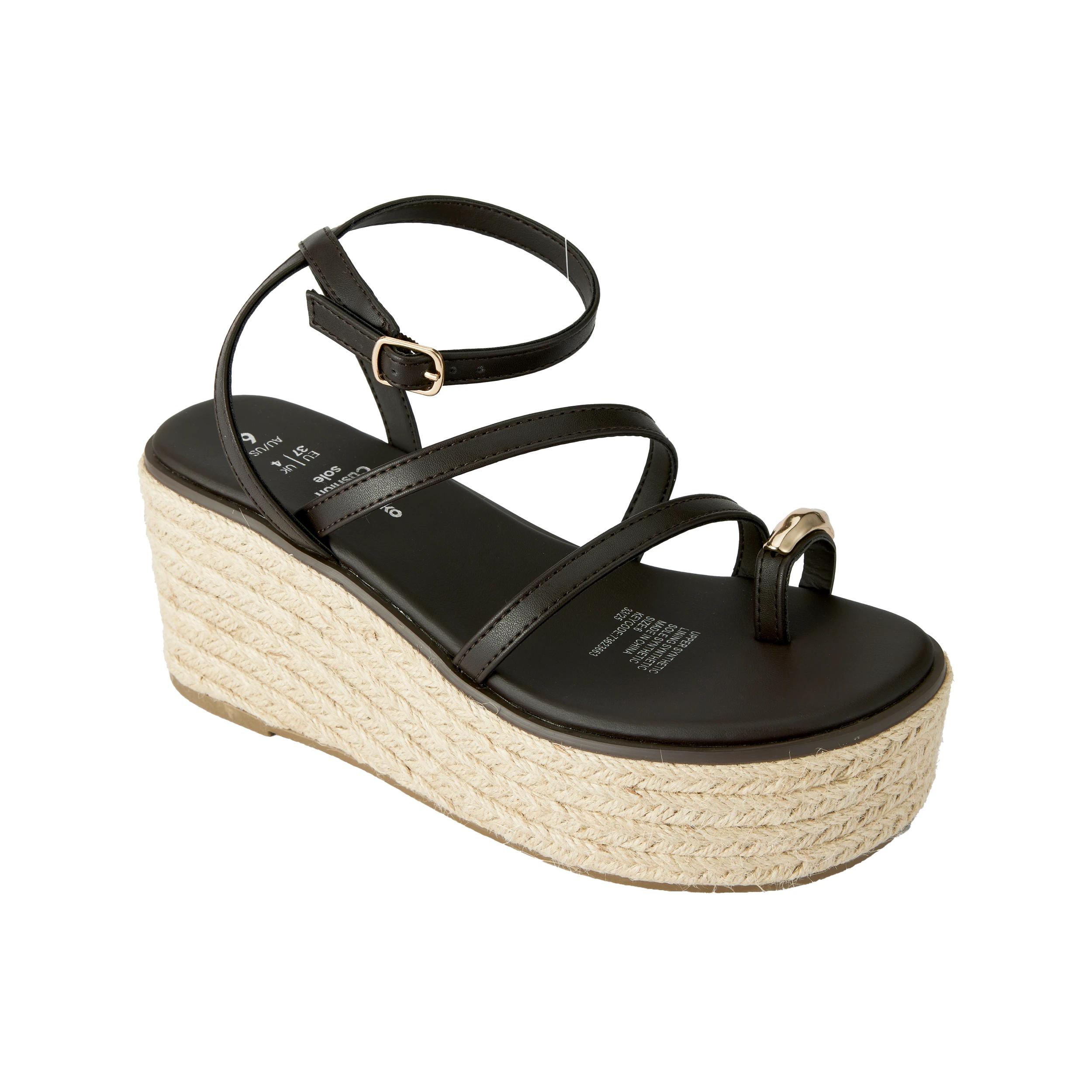 2 Strappy Espadrille Wedge Heels Bittr Choc, 2 of 5
