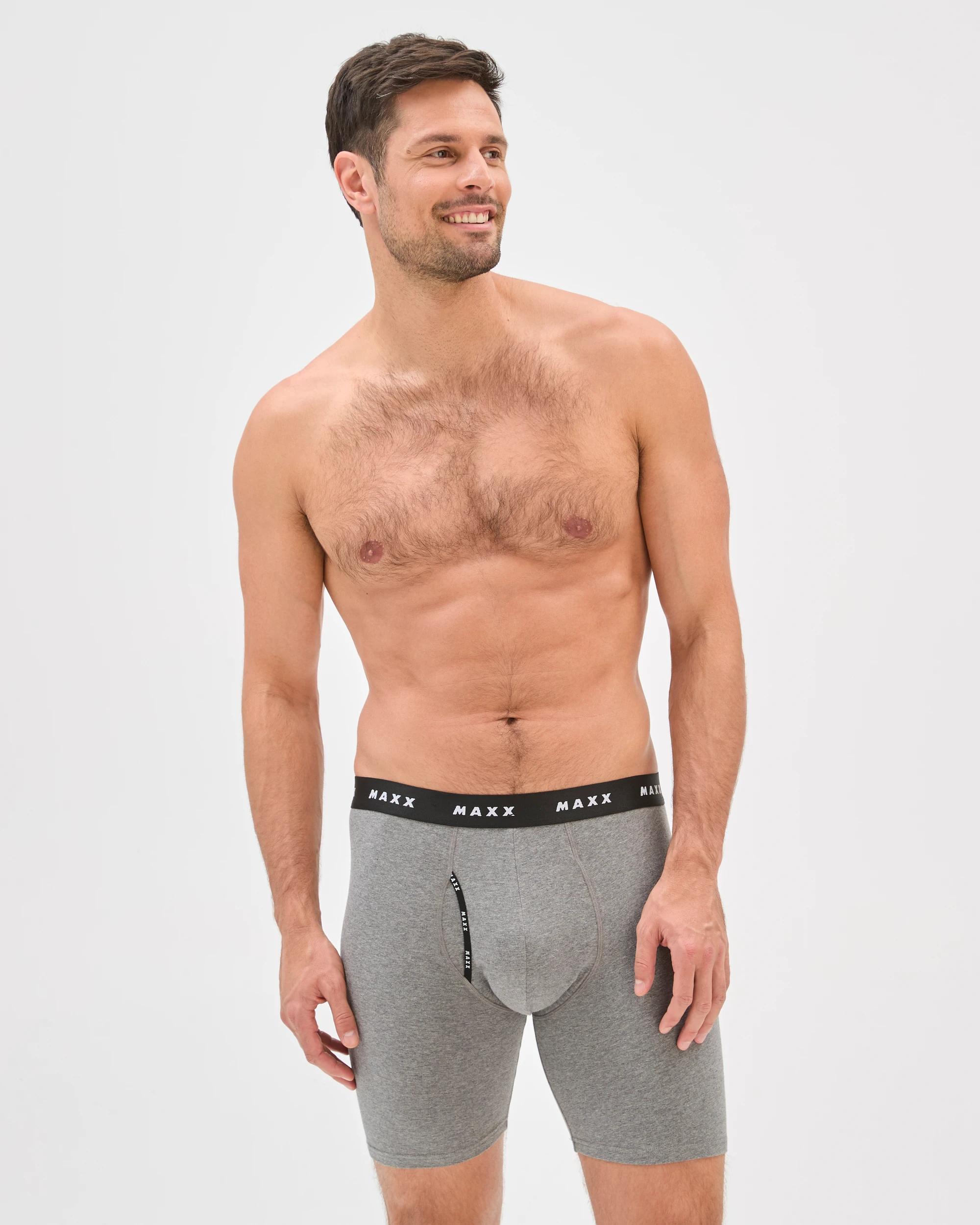 1 Maxx Australian Cotton Long Length Trunks GREY MARLE, 1 of 3