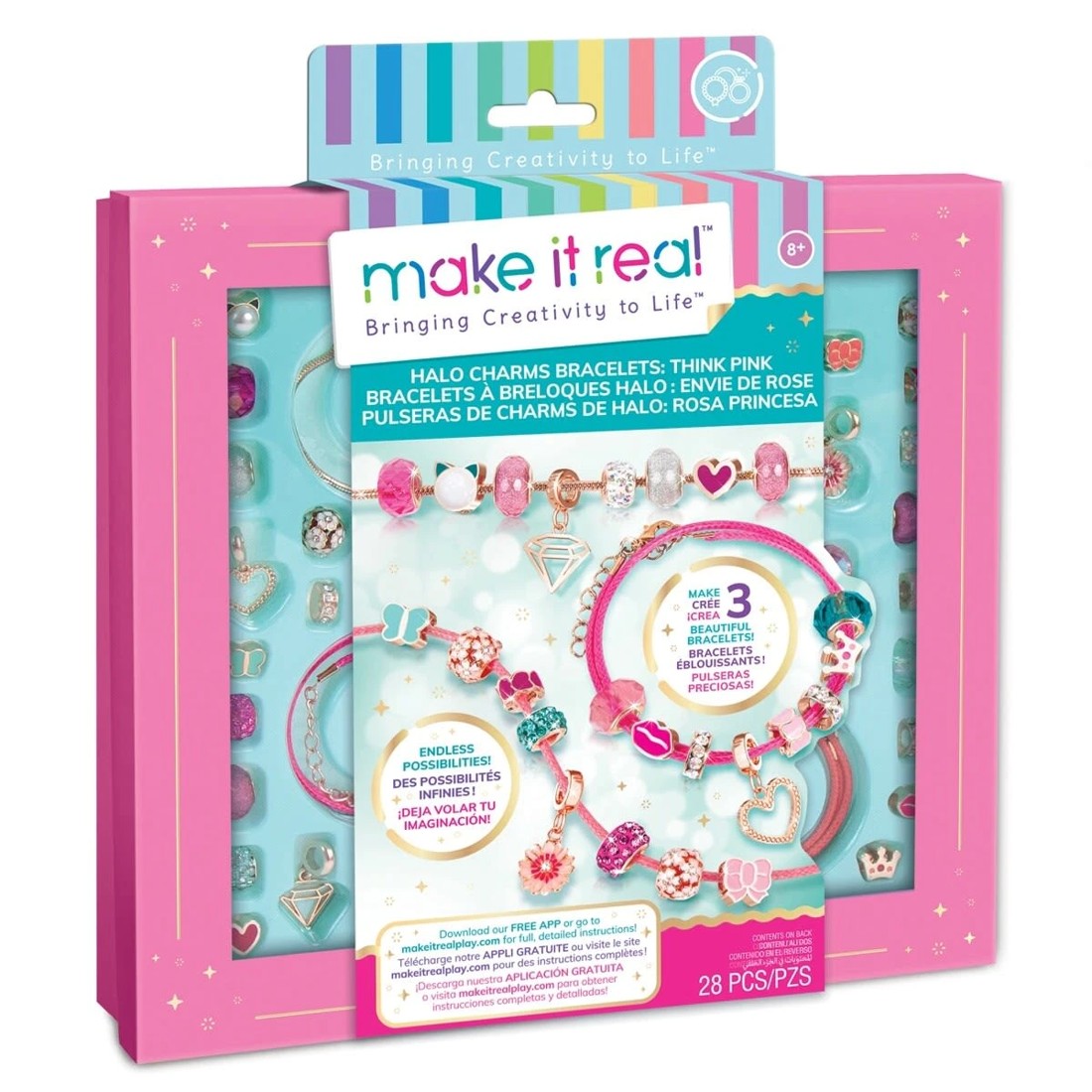 1 28 Piece Make It Real Halo Charms Bracelets: Think Pink Kit, 1 of 9