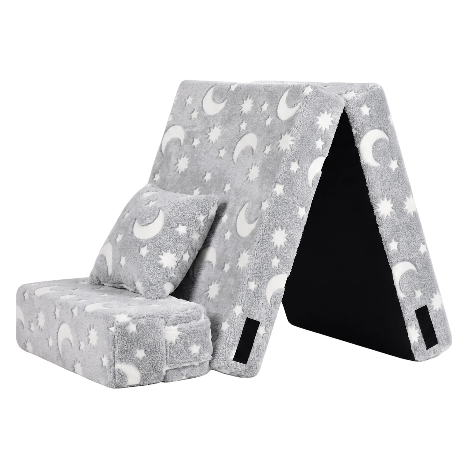5 Advwin 3-in-1 Toddler Folding Sofa Bed with Pillow Sofa Lounger - Grey, 5 of 9