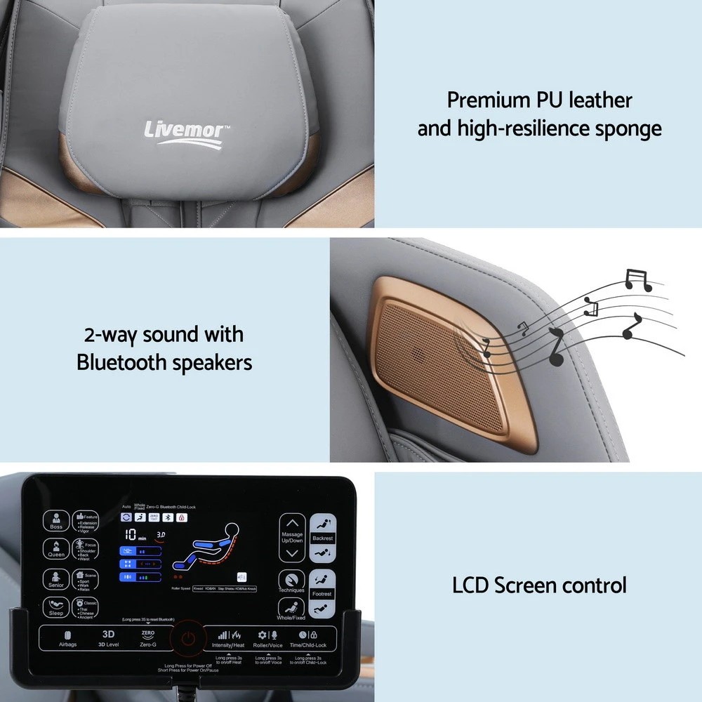 10 Livemor Massage Chair Electric Recliner Double Core Mechanism Massager ROWA - Multi, 10 of 10