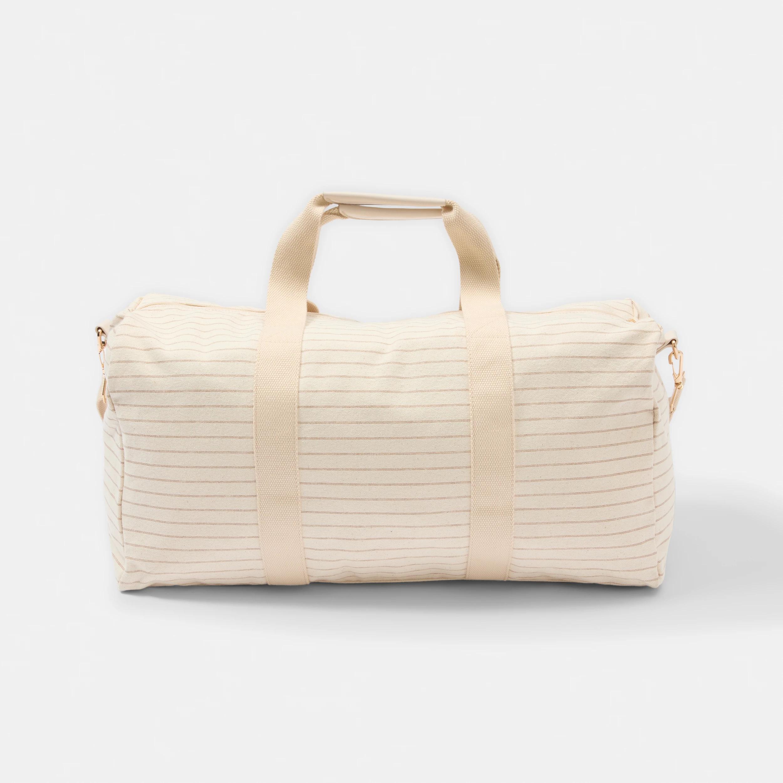 2 Canvas Weekender Bag Beige Strp, 2 of 7