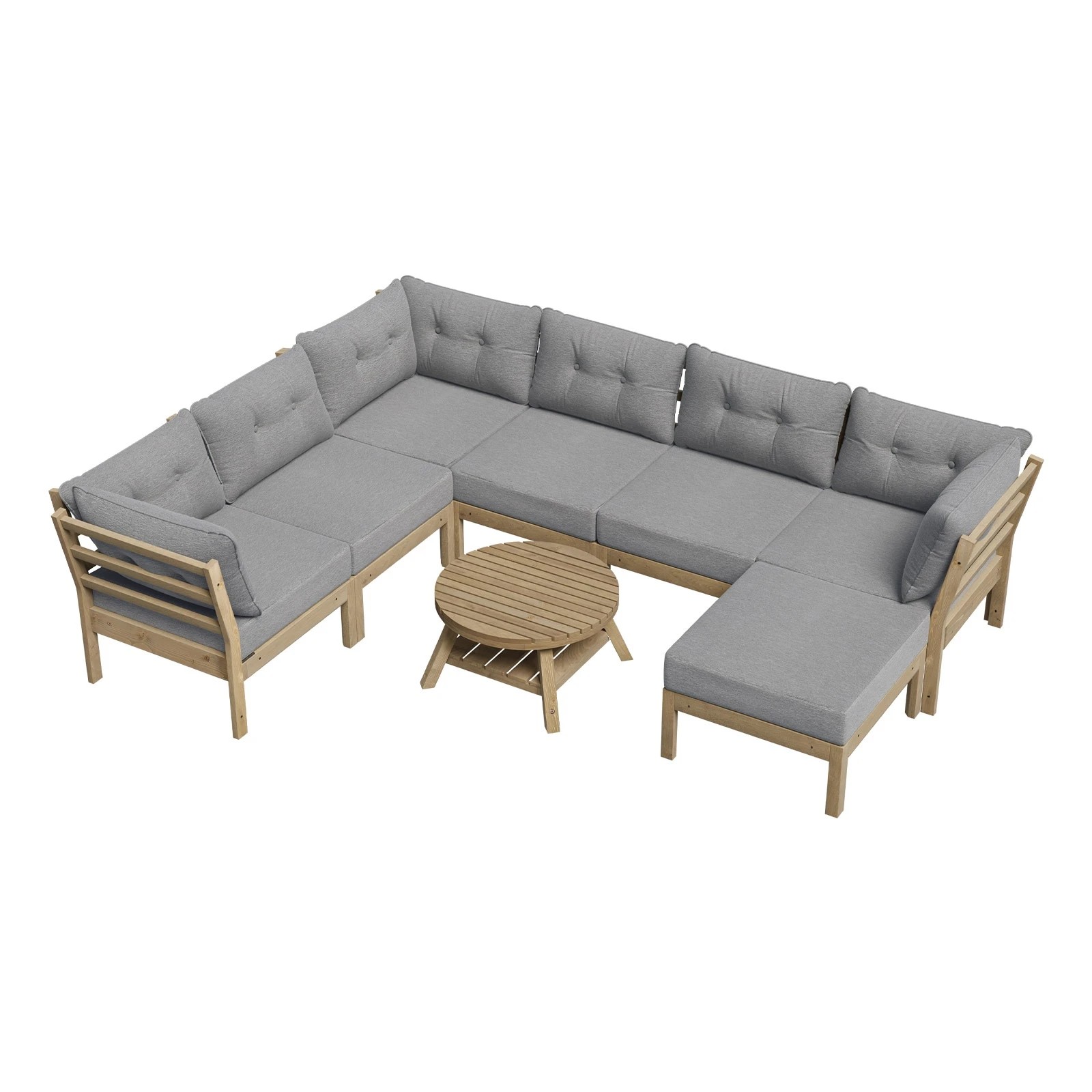 1 Livsip 8PCS Outdoor Sofa Set Lounge Setting Patio Furniture - Grey, 1 of 10