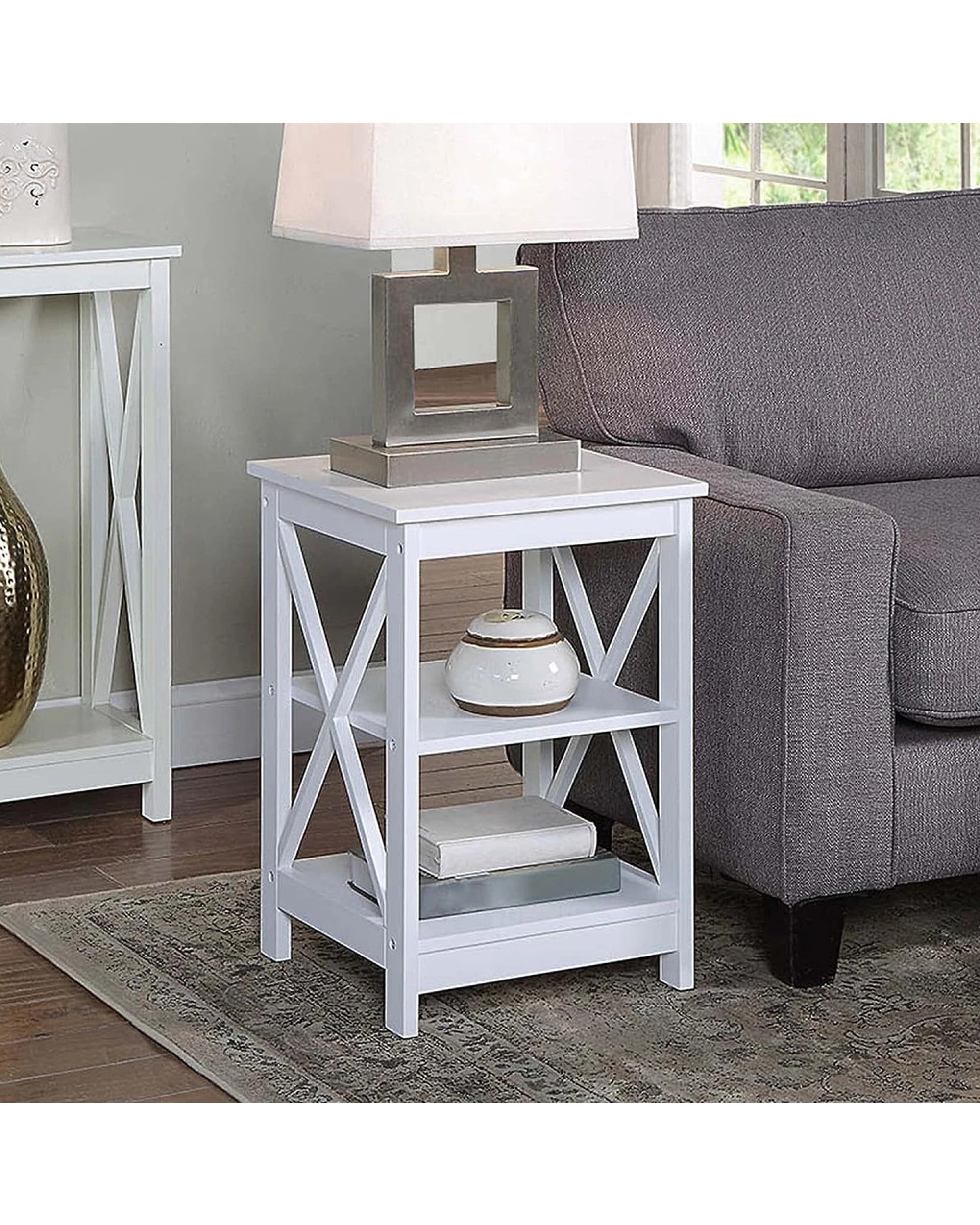 6 Sarantino Orson 2 Tier Bedside Table - White, 6 of 6