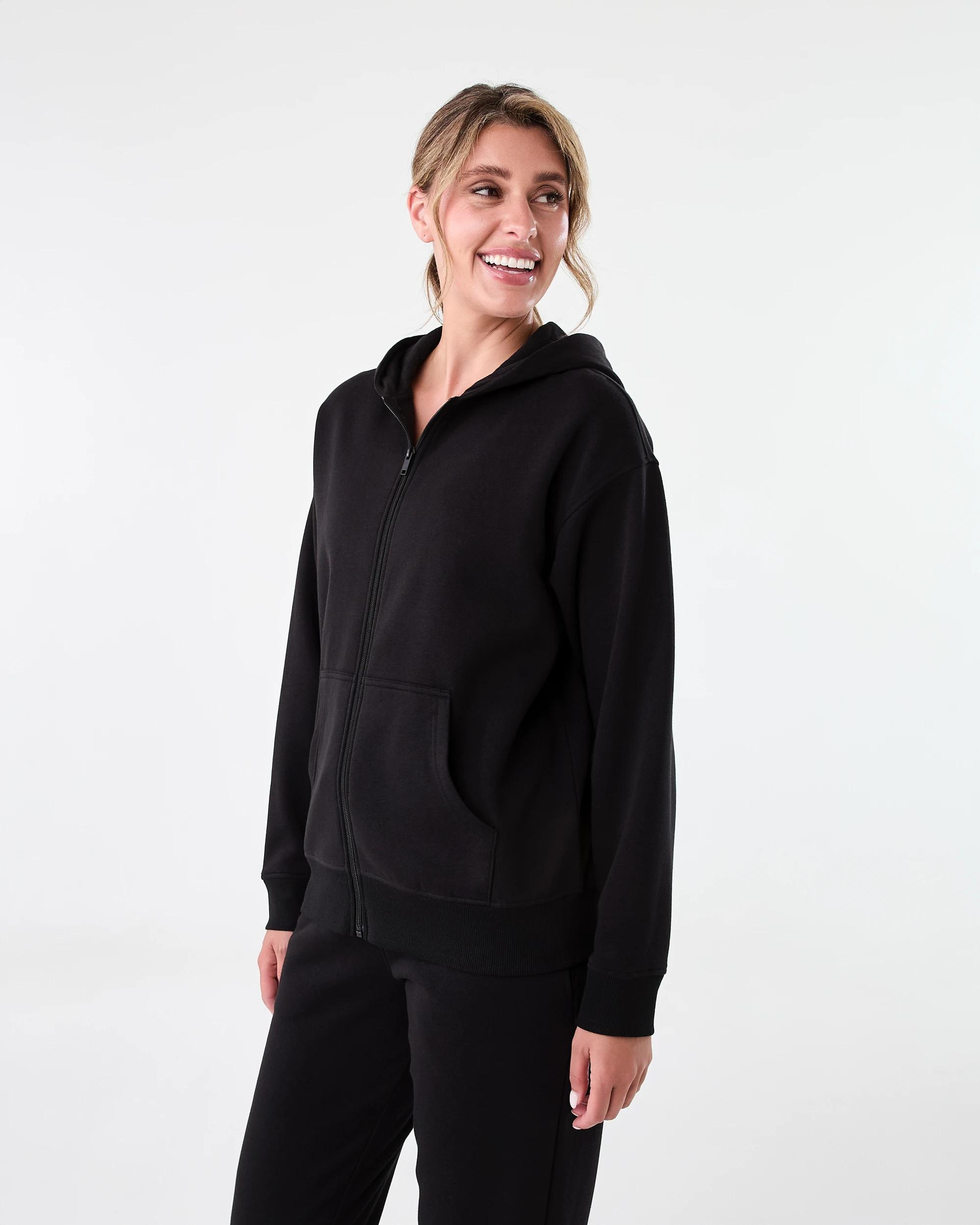 3 Active Womens Essential Zip Through Hoodie Black, 3 of 9