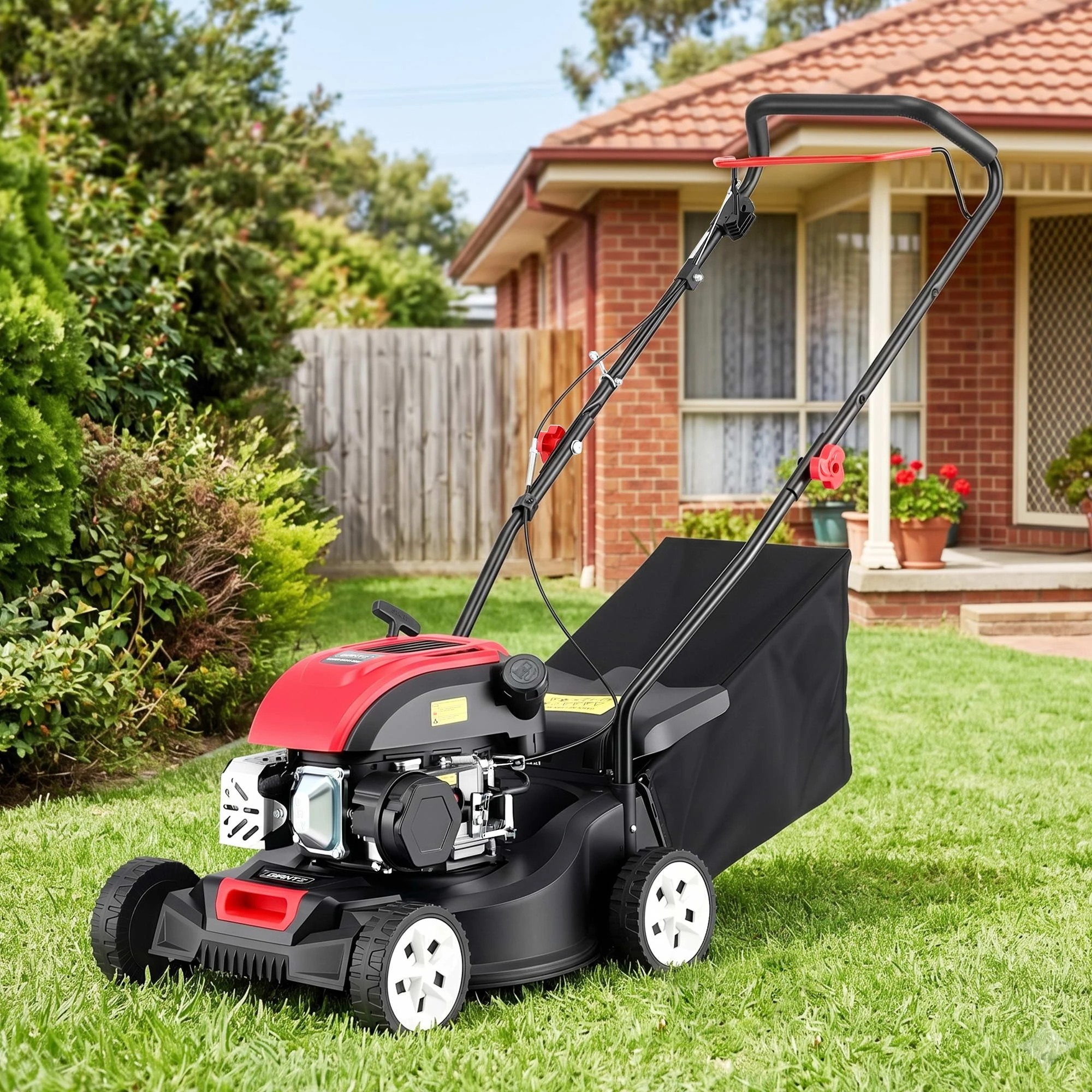 2 Giantz Petrol Lawn Mower 149cc 4 Stroke Hand Push 16in Grass Cutter Lawnmower - Multi, 2 of 9