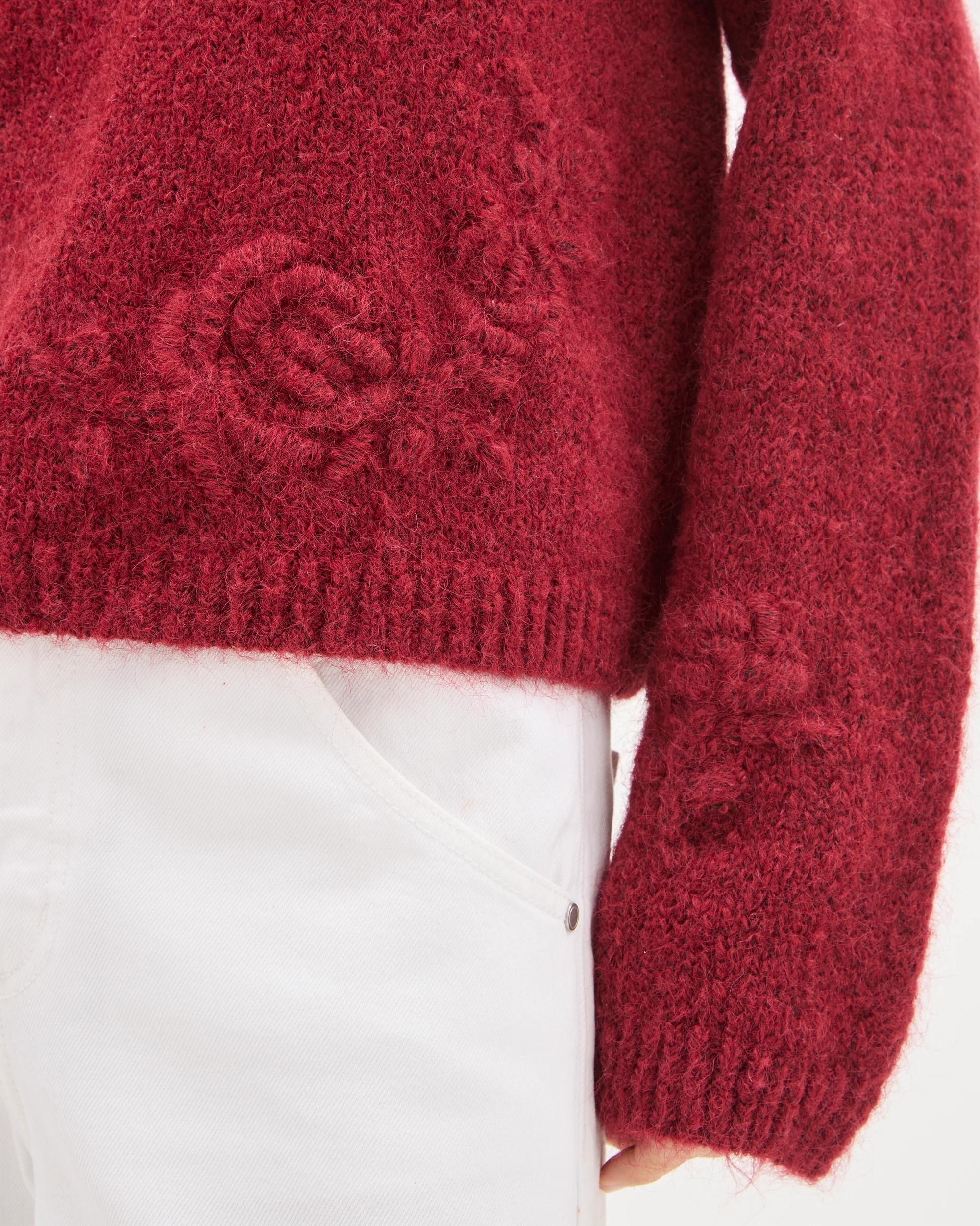 7 Target Woman Long Sleeve Boxy Fit Crop Length Embroidered Jumper BRICK RED, 7 of 7