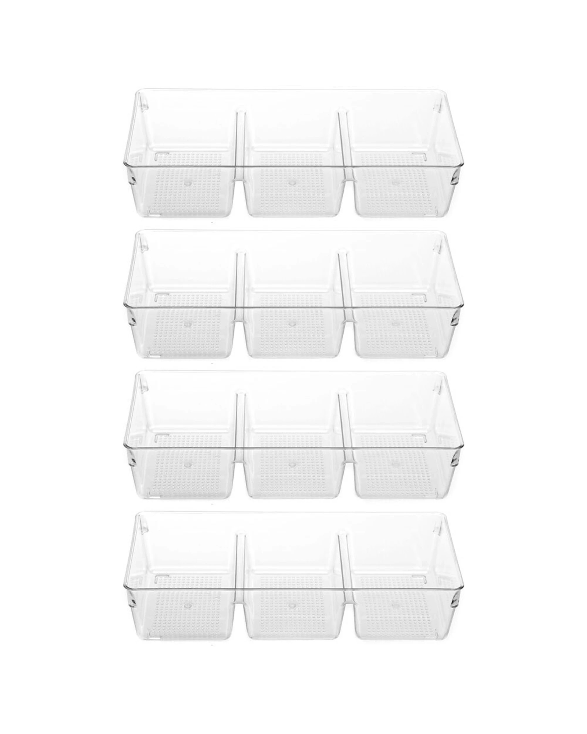 1 BOXSWEDEN Crystal Storage Tray 4 Pack Home Organisation 3 Sections Durable
 - plain, 1 of 4