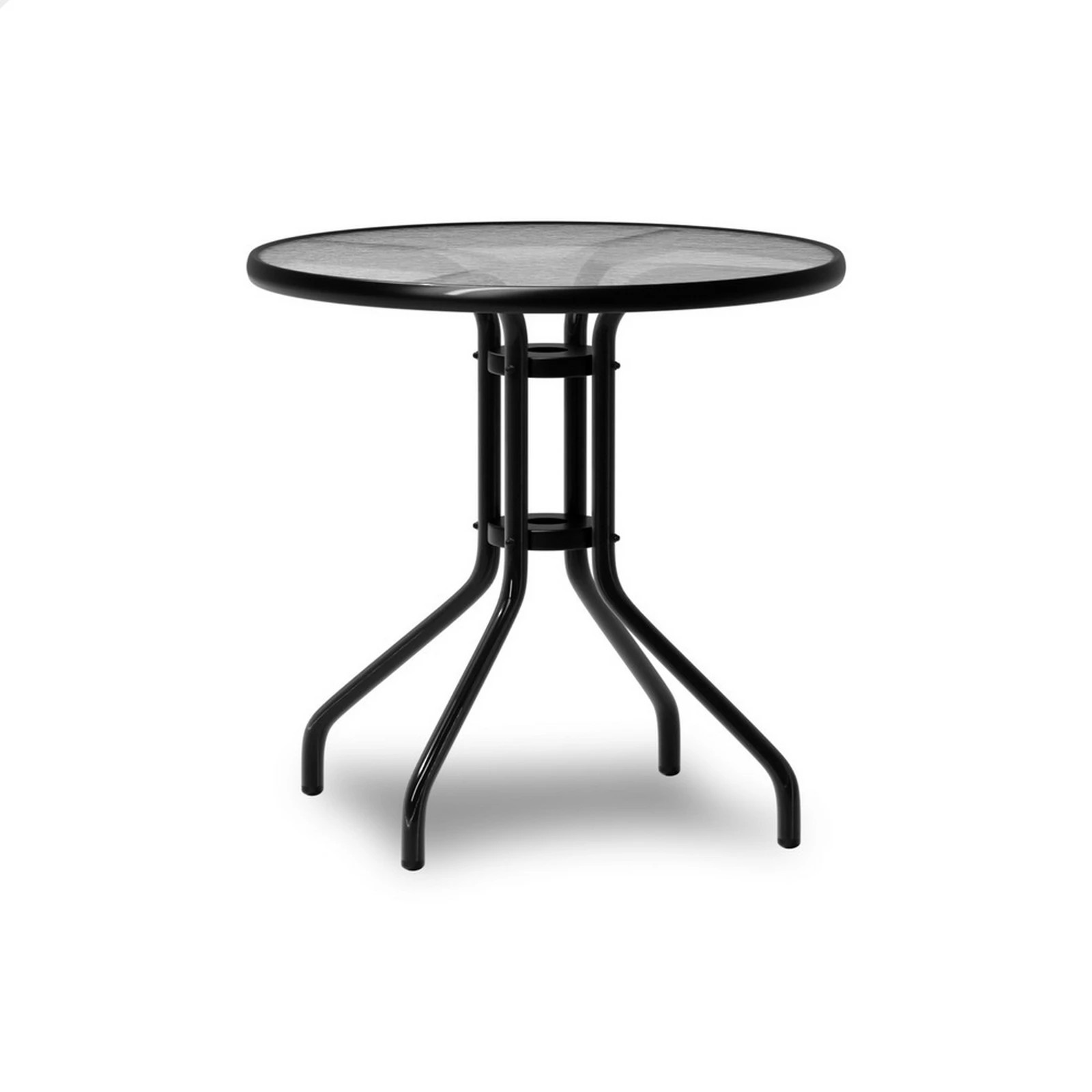 1 Alfordson Outdoor Furniture Patio Coffee Side Table Garden 60CM Glass - Black, 1 of 10