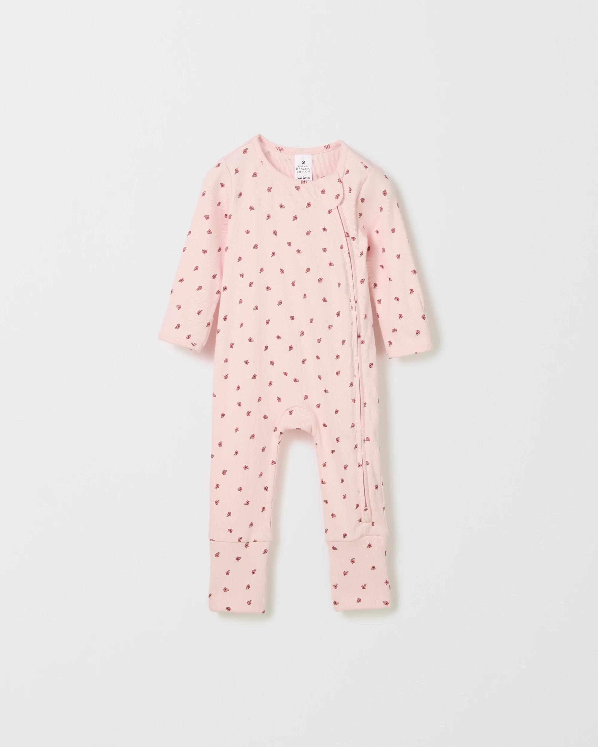 4 Target Baby Organic Cotton 3 Pack Baby Zip Coverall TRAILING FLORAL CREAM, 4 of 5