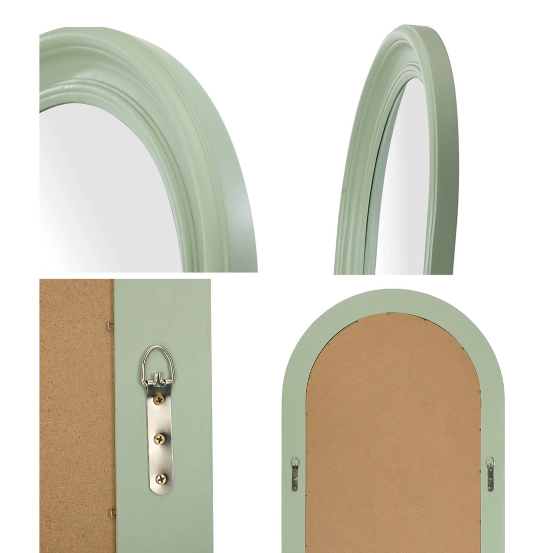 6 Oikiture Full Length Mirror Elegance Arch 165x60cm Wood Floor Mirrors - Green, 6 of 10