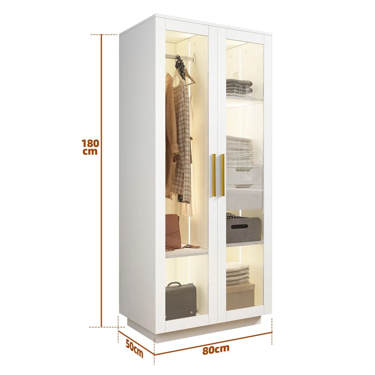 7 LUXSUITE LED Wardrobe Cabinet Armoire Closet Clothes Organiser, 7 of 9
