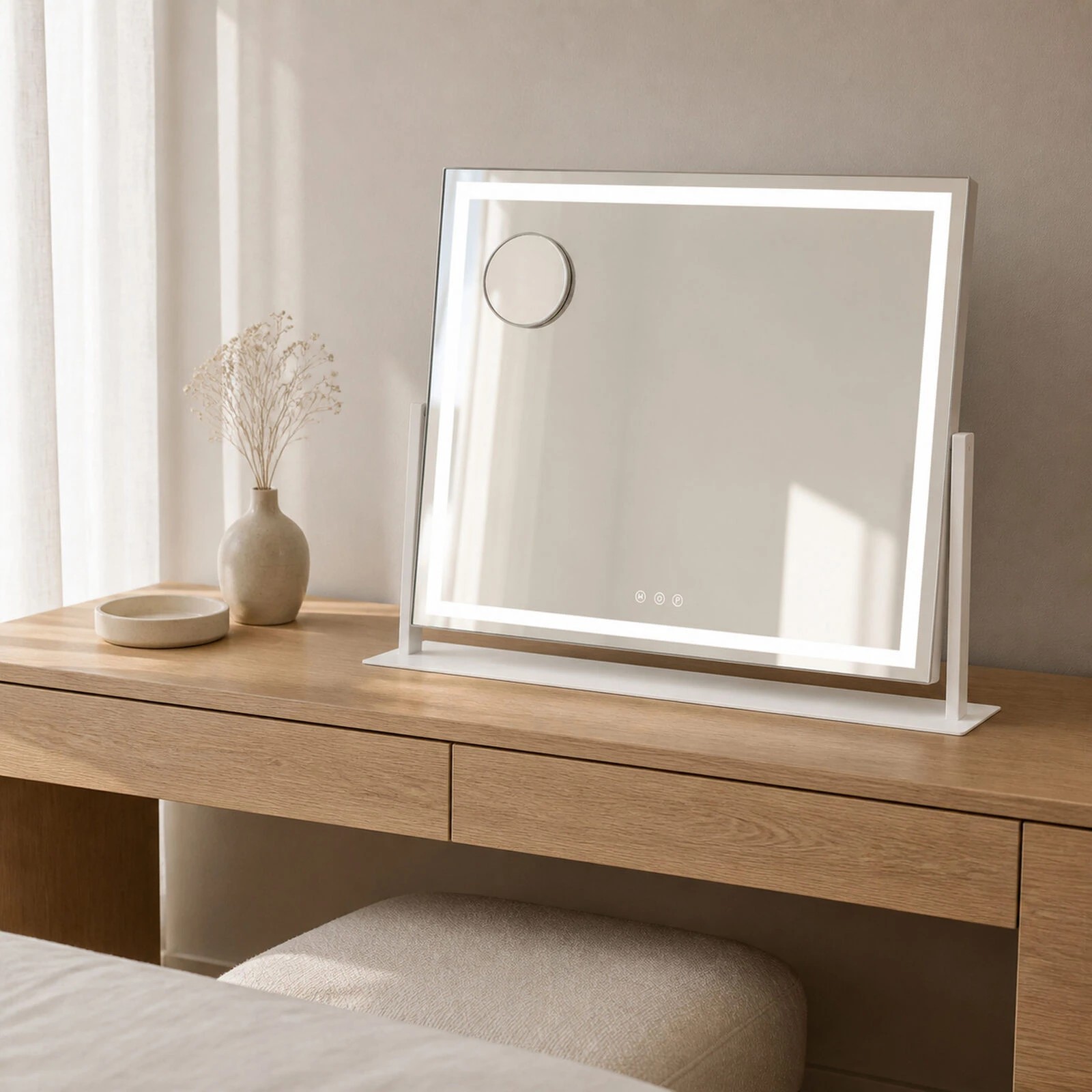 8 Lenoxx LED Makeup Beauty Mirror 64cm x 50.3cm with Adjustable Brightness & Magnifying Mirror, 8 of 8