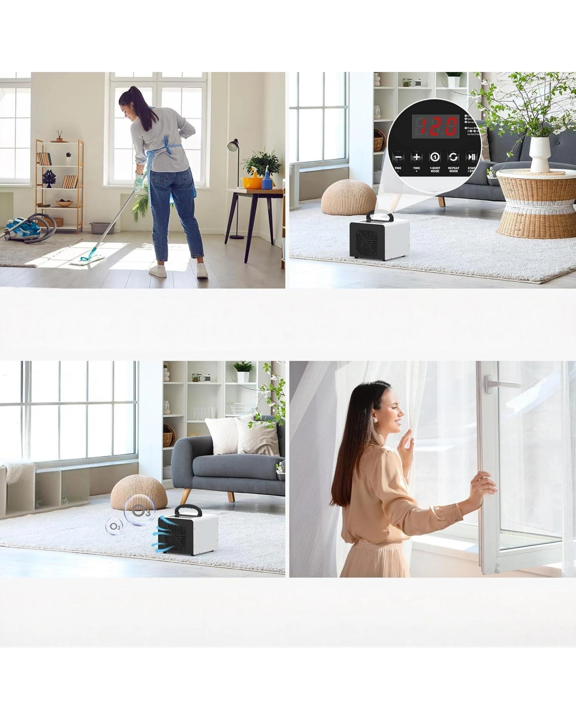 6 Advwin Ozone Generator, 60000mg/h Air Purifier Machine with Digital LCD Display, 4 Modes - White, 6 of 8