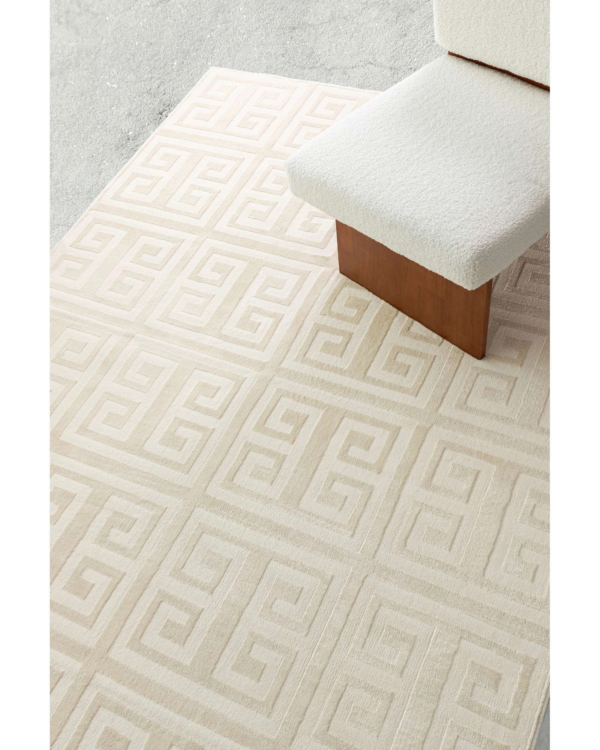 3 Loopsie Dakhla Textured Geometric Neutral Washable Rug-330cm x 240cm - Beige, 3 of 9
