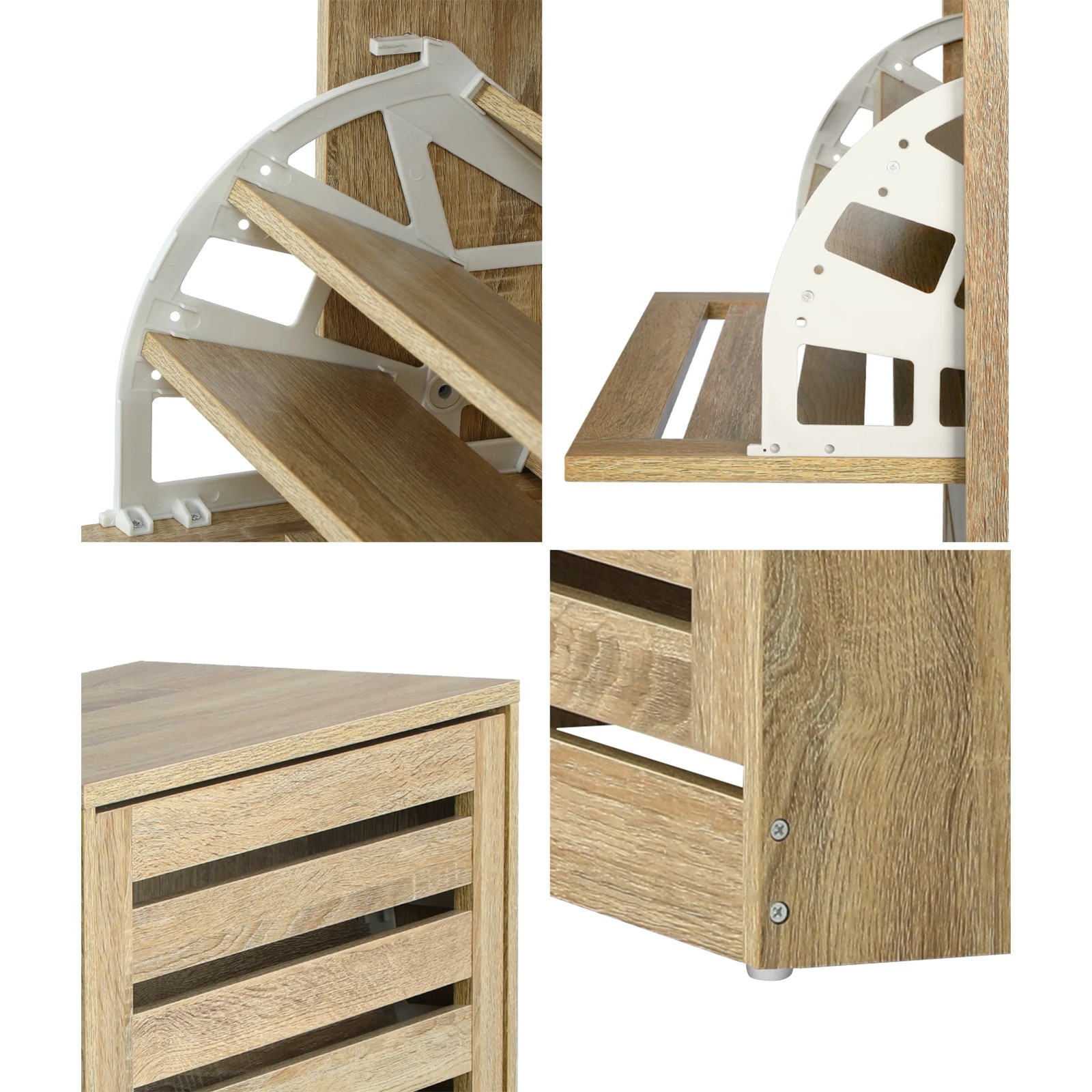 4 Oikiture Shoe Cabinet Storage 3 Doors Shoes Rack Organiser Wooden Shelf 45 Pairs
 - Natural, 4 of 5